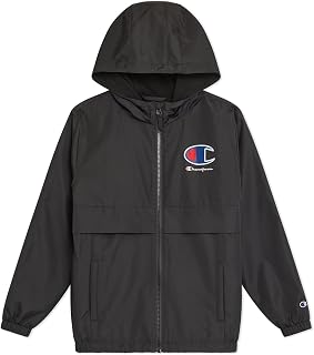 Champion Boys Fleece Lined Hooded Windbreaker Jacket | Lightweight Fleece Lined Hooded Windbreaker With Elastic Hand Cuffs and Waistband