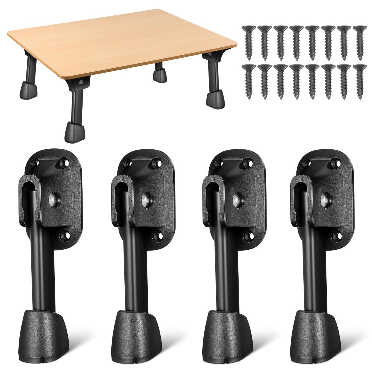ULTECHNOVO 4 Pack Foldable Table Legs Metal Furniture Feet 100mm Black