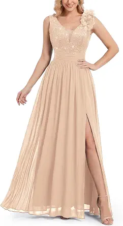 Miusol Women's Vintage V-Neck Sequined Split Formal Evening Maxi Dress