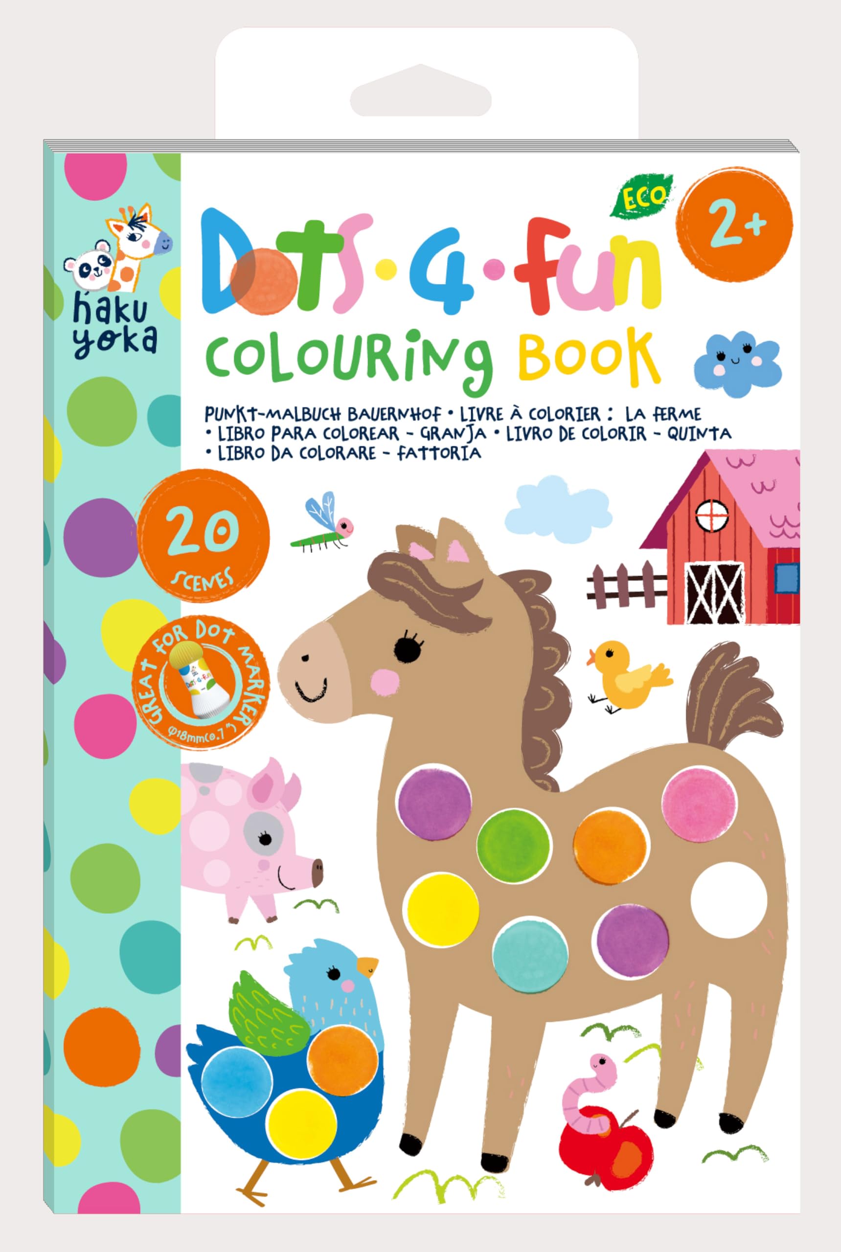 Avenir Haku Yoka Dots4Fun Colouring Book Farm Animal