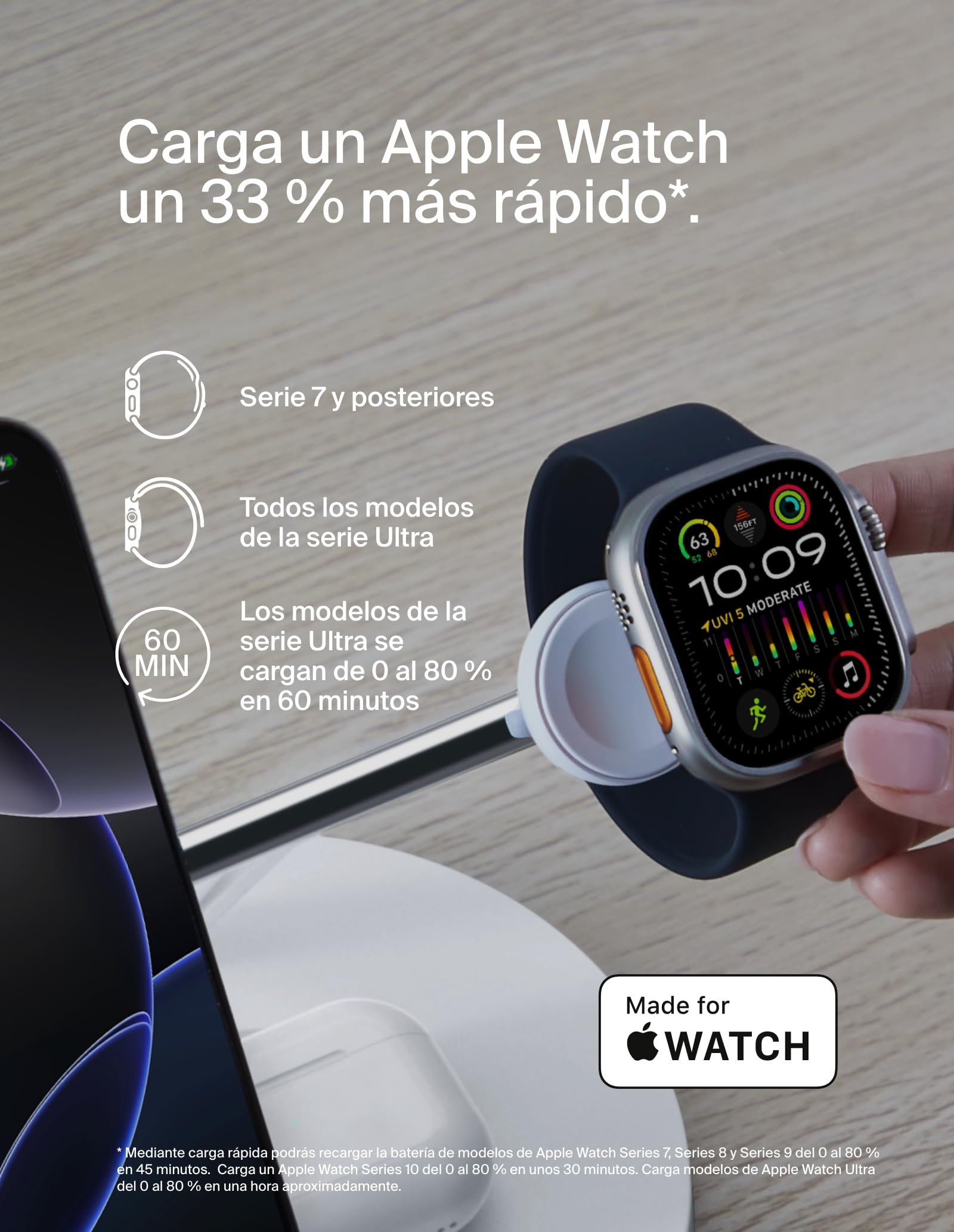 Belkin BoostCharge Cargador Qi2 3 en 1, Estación de Carga Inalámbrica con MagSafe, Base de Carga Qi2 para iPhone 17, Air, Pixelsnap, Apple Watch, AirPods, Fuente de alimentación - Blanco