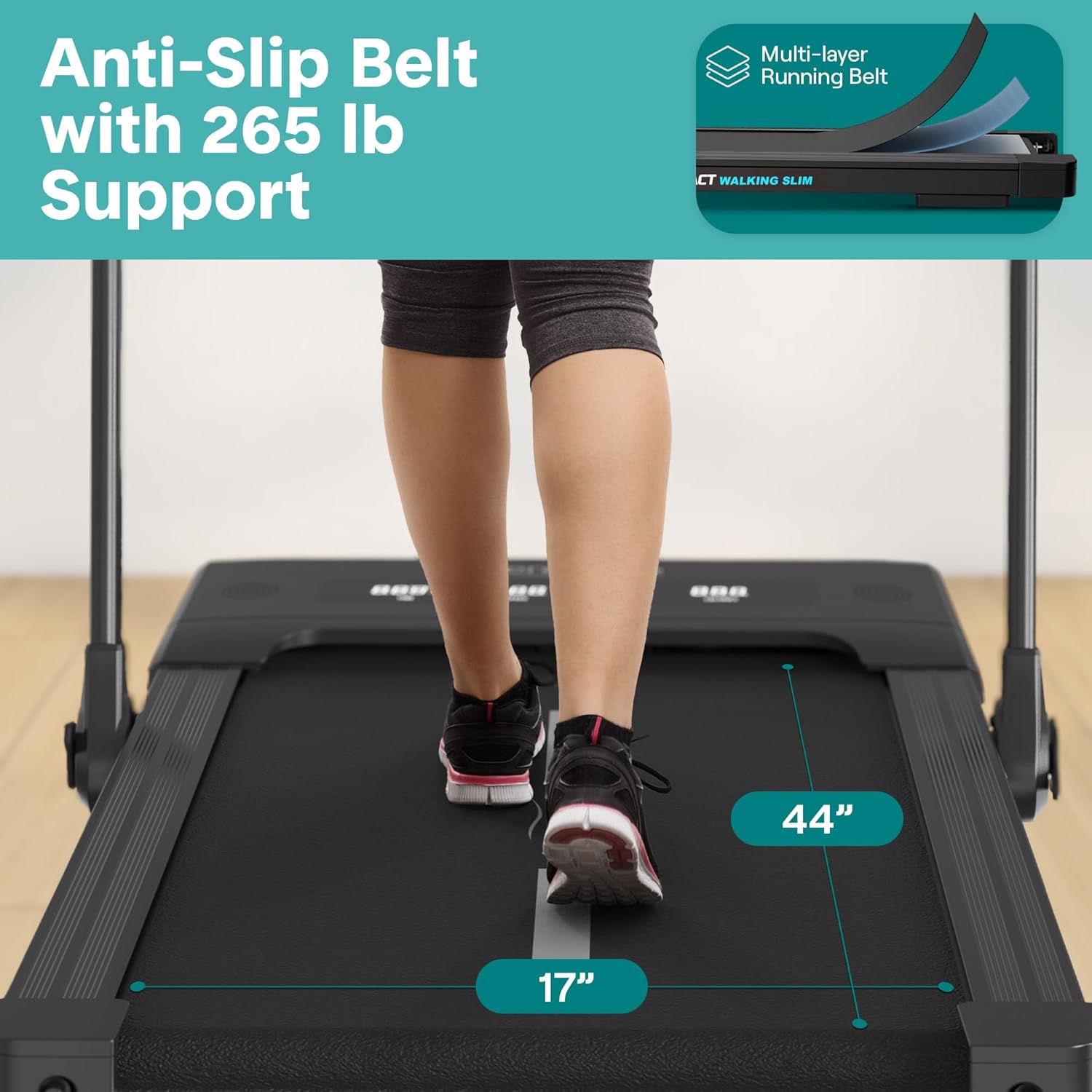 SereneLife Folding Motorized Treadmill Machine & Walking Pad - Total Fitness Control, Seamless Tech Integration, Smart Display, Space-Saving Design, Supports BT Music and Fit Home, Kinomap, Zwift App image 6