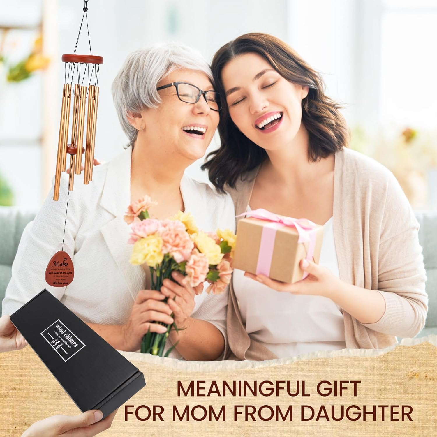 Moms Wind Chimes – Windchimes for Home & Garden, Mother Birthday Gift from Daughter & Son, Valentines Day Gift Ideas for Mothers - Image 2