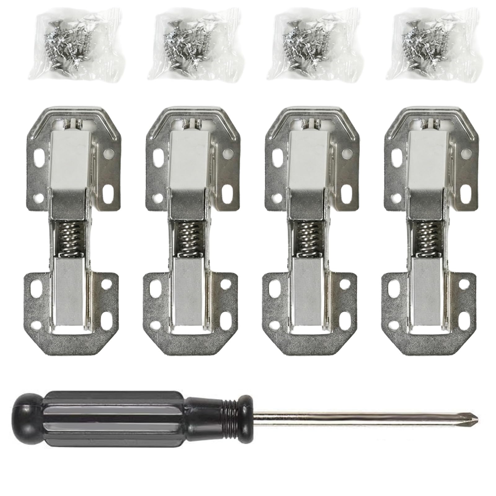 Solvio 4PCS Premium Soft Close Cabinet Hinges, 90 Degree Concealed Door Hinges for Kitchen Cupboards and Wardrobes, Heavy Duty Full Overlay Mute Hydraulic Hinge with Screws,A Cross Screwdriver