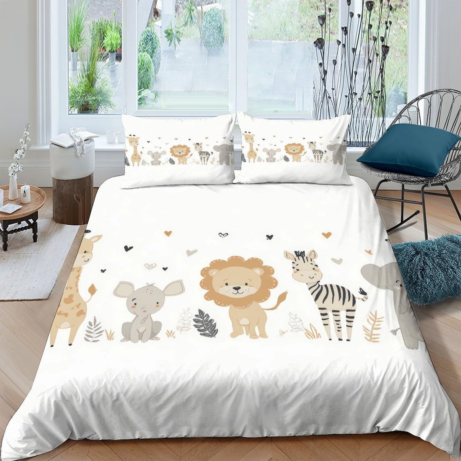 Ctjqhvkz Style-3 3D Printed Safari Animal Fitted Sheet Microfiber Soft Breathable Jungle Zebra Mattress Cover For Bedroom Decor Single（135X200cm）