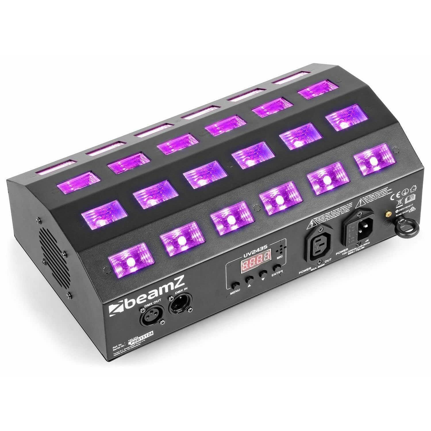 BeamZ Strobe LED UV BUV463-24 LED UV, Puissance 3 Watts, Mode DMX 7 Canaux ou Mode Auto, Shows Préprogrammés, Mode Audio, Idéal pour Soirée à Thème