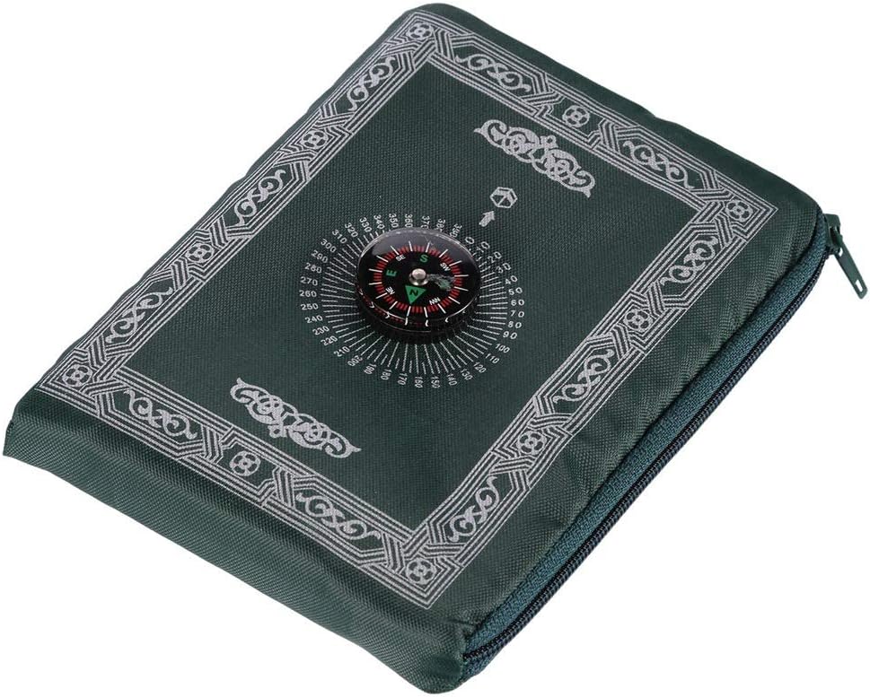 Pocket Travel Foldable Portable Waterproof Prayer Mat with Compass Dark Green