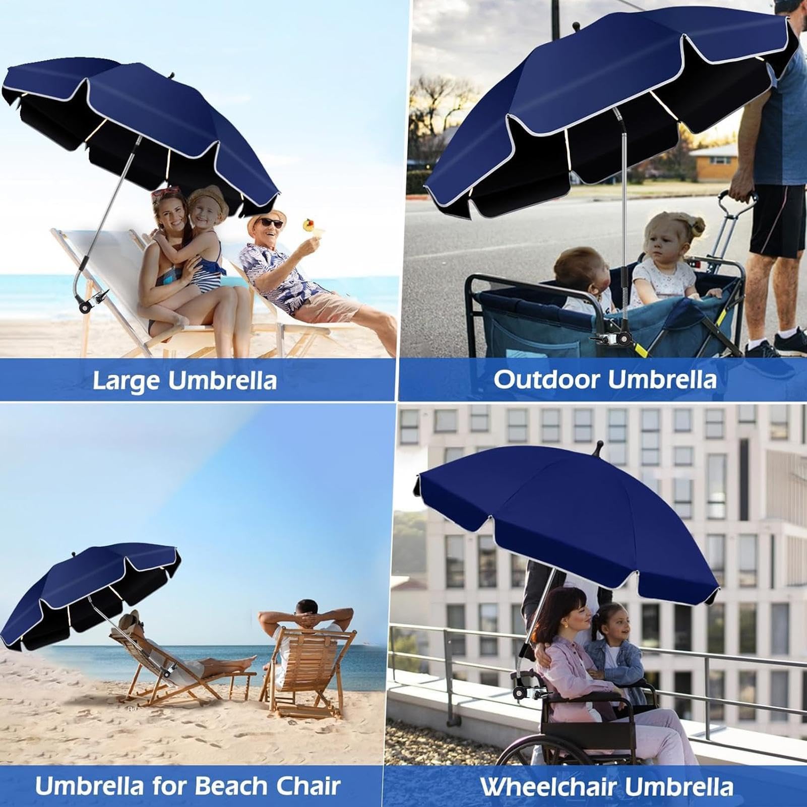 Parasol na krzesło z zaciskiem - Regulowana kopuła przeciwsłoneczna 360° z klipsem | Parasol z zaciskiem balustrady krzesła | Na wakacje na plaży patio ogród na zewnątrz kemping balkon wędkarstwo