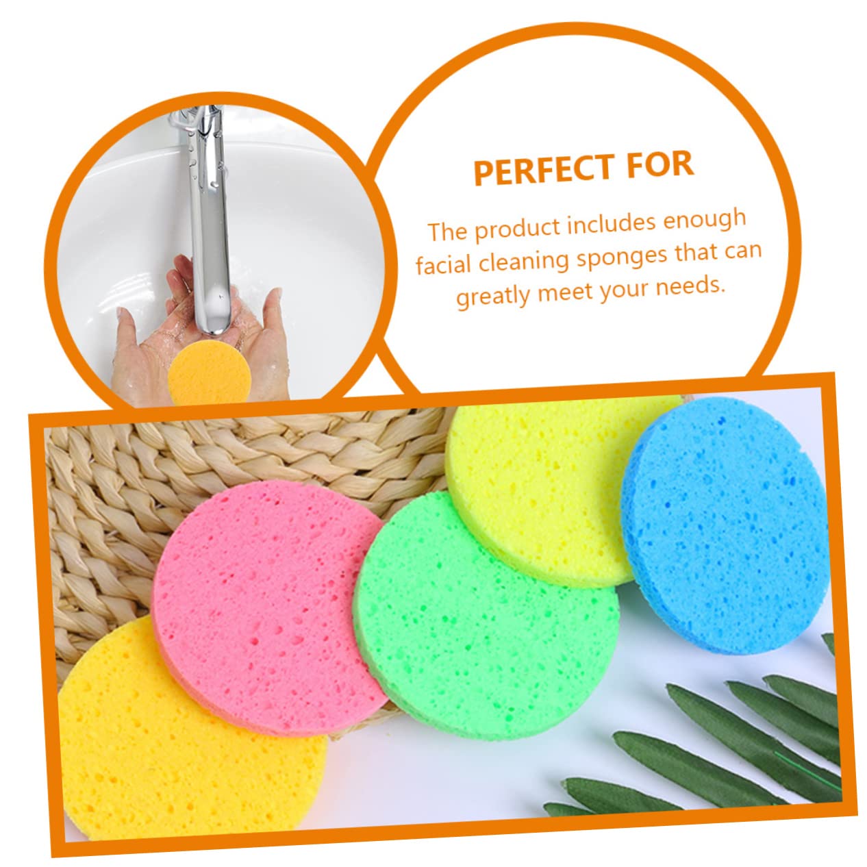 FRCOLOR 150pezzi Spugne Struccanti Spugnette Tonde Cellulosa Naturale Per Detersione Viso e Rimozione Makeup Compatte Facili Da Usare e Trasportare