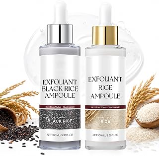 Peel Shot Glow Rice Ampoule Duo, Chemical Face Peeling, Black and White Rice Peeling Enhancer to Eliminate Dead Cells, Suitable for All Skin Types, 2 x 100ml