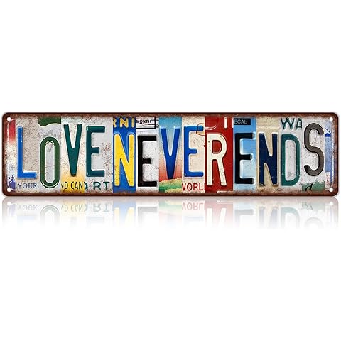 TREEPERI Vintage Love Never Ends Street Sign Wall Decor Metal Tin Signs for Bar Home Bedroom Garage