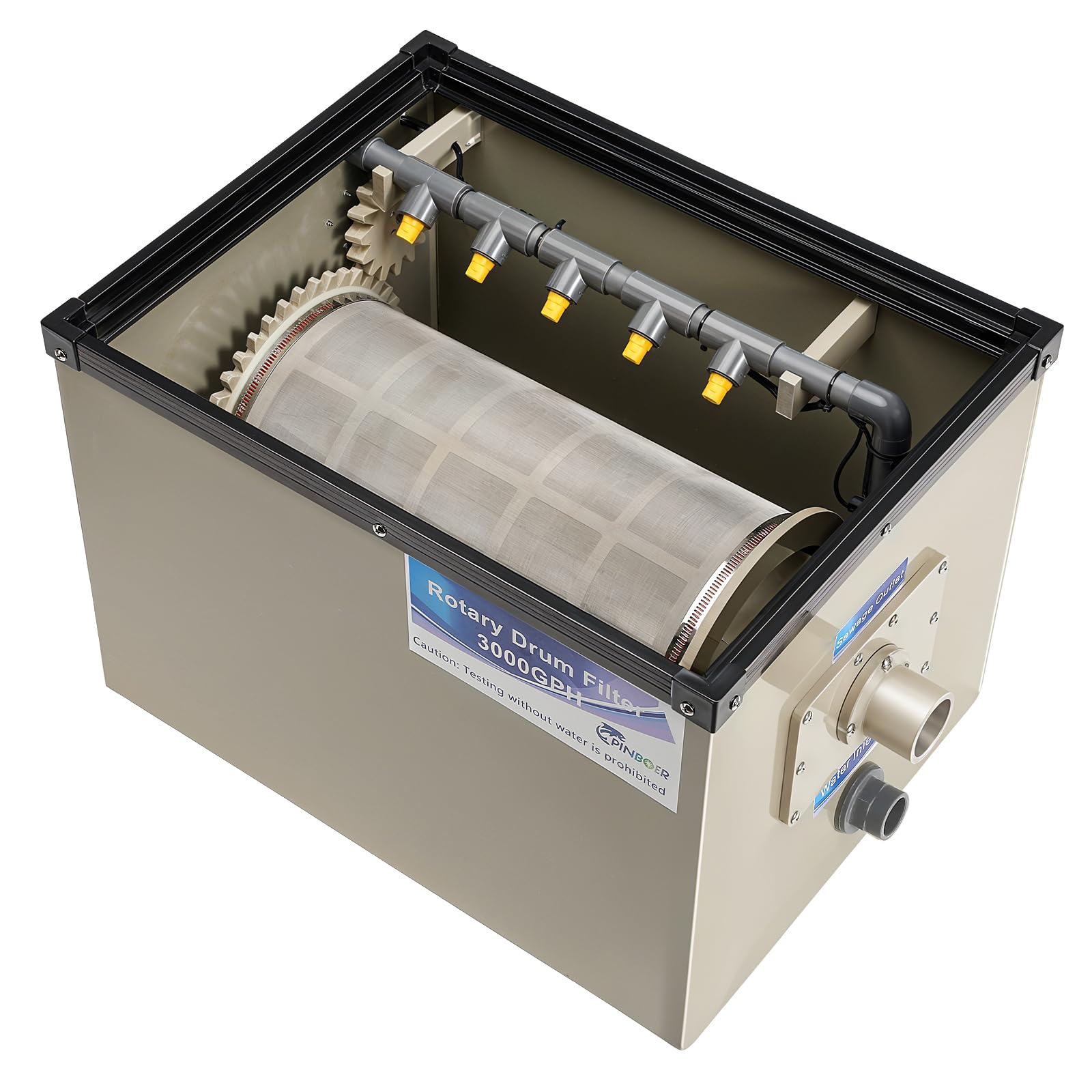 Rotary Drum Filter 3000GPH, Industrial Grade Water Filtration System
