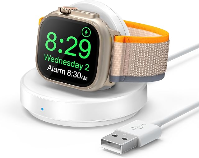 Podstawka ładująca do zegarka Apple Watch Podstawka ładująca do przenośnego zegarka z kablem ładującym, magnetyczna bezprzewodowa stacja ładująca Kompatybilna z serią iWatch Ultra 8 7 SE 6 5 4 3 2