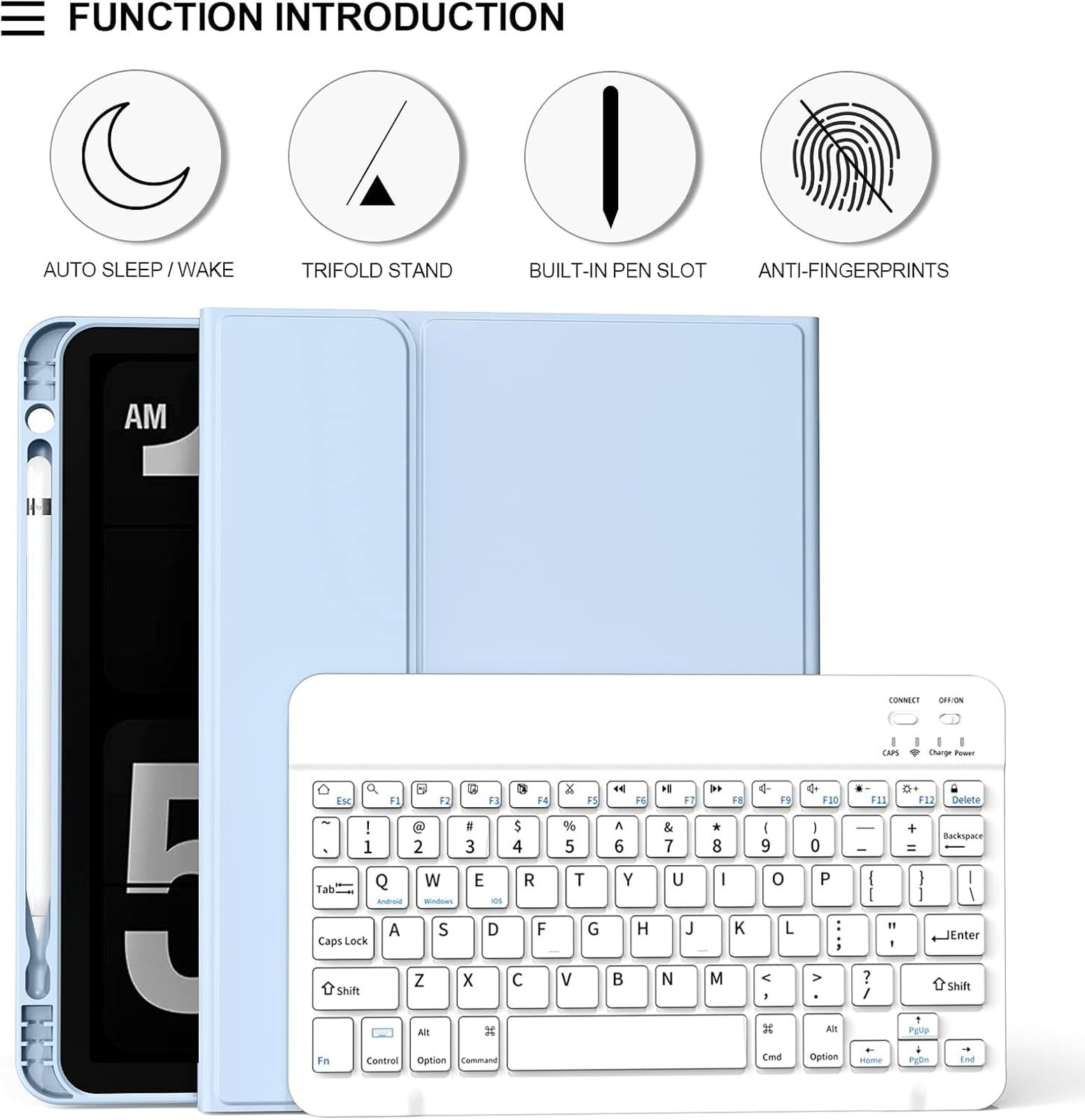 Kompatybilny z etui na klawiaturę iPad Air 13 cali, magnetyczna, odłączana osłona Bluetooth z wbudowanym uchwytem na ołówek do iPad Air 13 cali (M4 2026/M3 2025/M2 2024)
