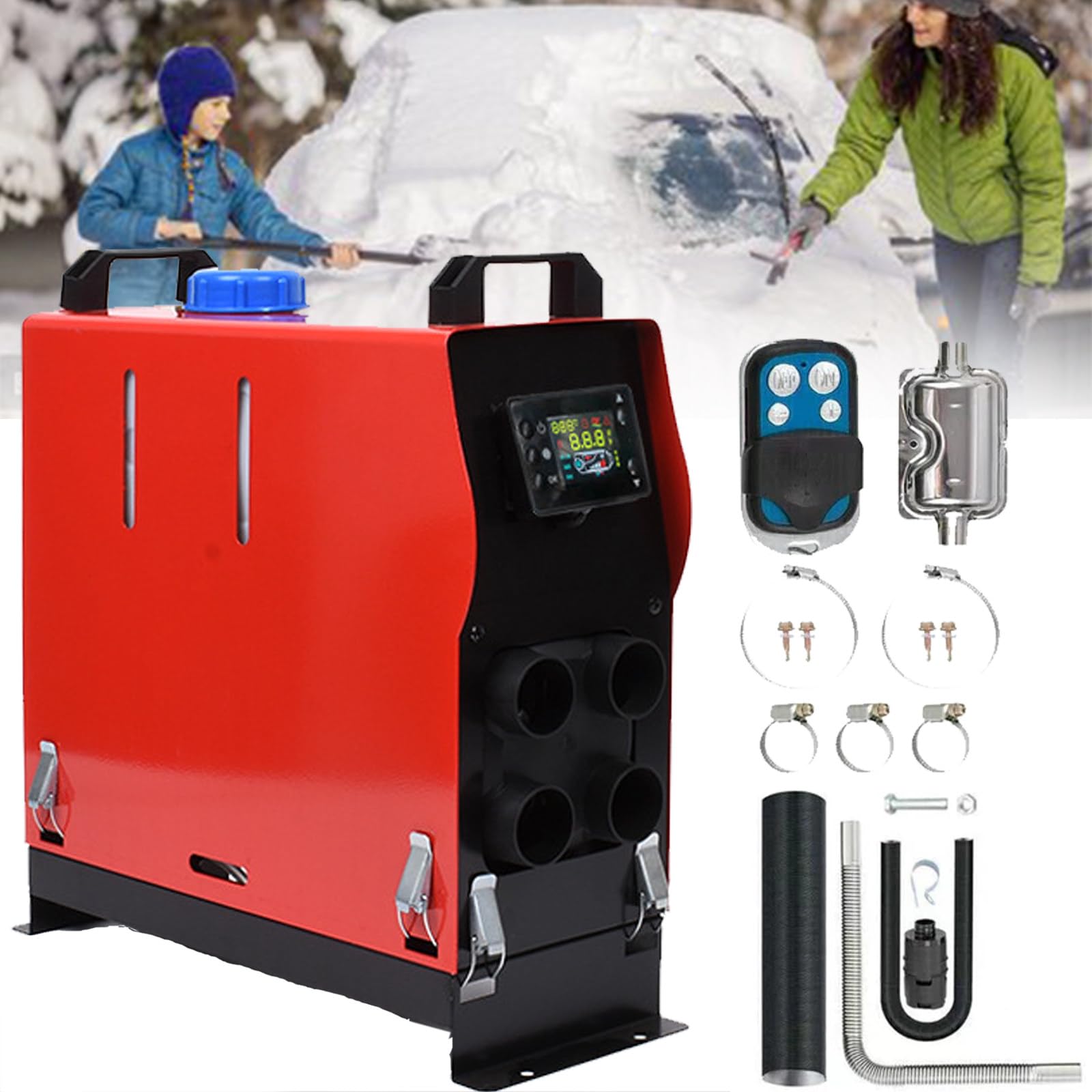 Zestaw ogrzewania postojowego 5000 W, nagrzewnica powietrza na olej napędowy 12 V/24 V ze zdalnym tłumikiem i wyświetlaczem LCD do samochodów, ciężarowych, RV, autobusów