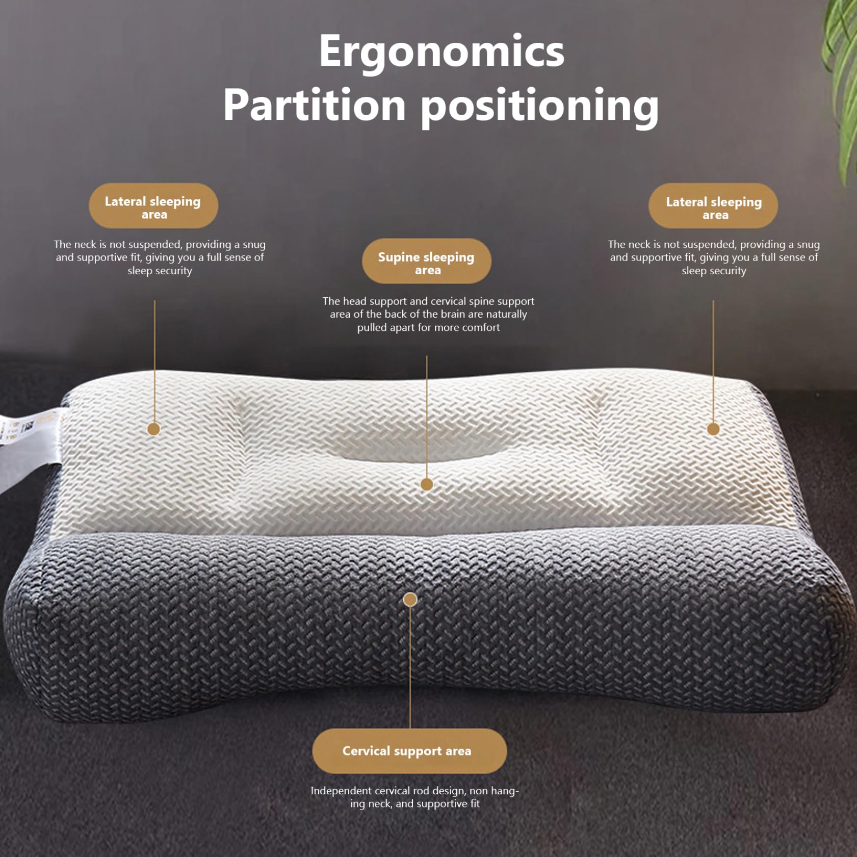 Almohada ergonómica, corrección ortopédica, Almohada de Contorno de tracción para Dormir para el Dolor de Cuello, para Todas Las Posiciones para Dormir, Cuello