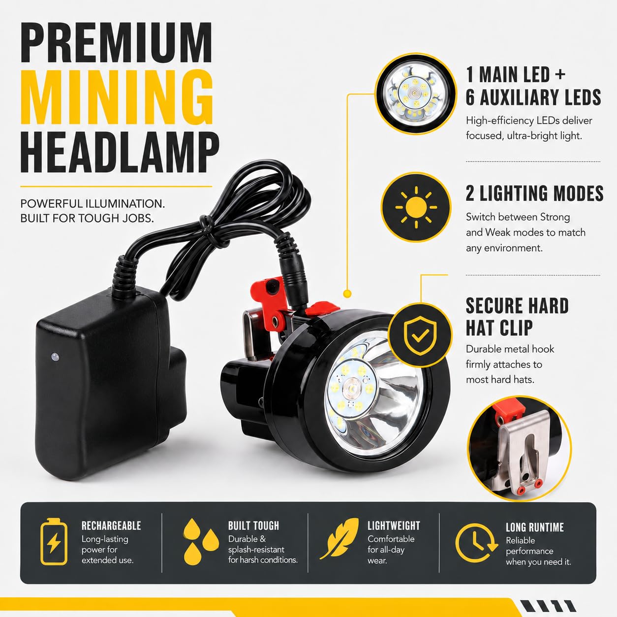 Lampe frontale LED étanche anti-explosion rechargeable KL2.8LM pour mineur de charbon, lampe frontale de chasse (rouge)