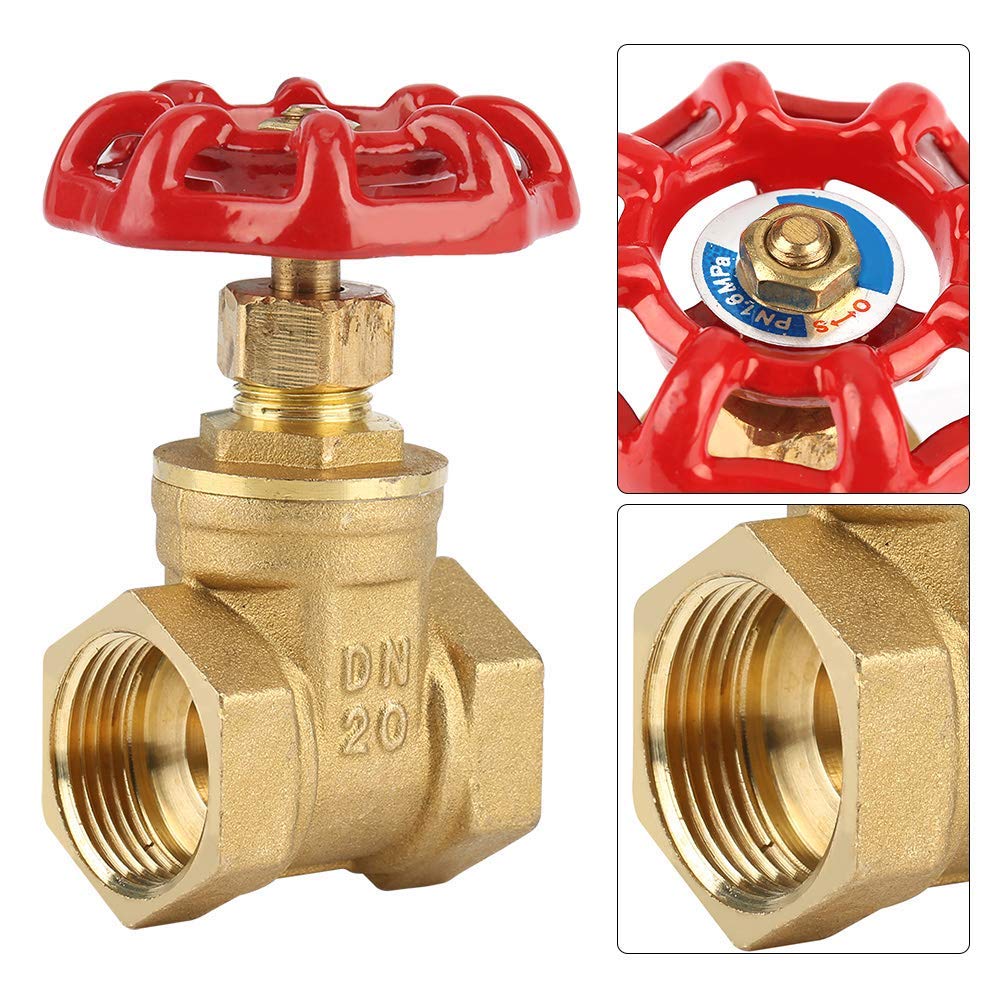 DN20 Brass Gate Valve, G3/4 Inch Straight Through Rotary Sluice Valve 232PSI for Water, Oil, Gas, Steam