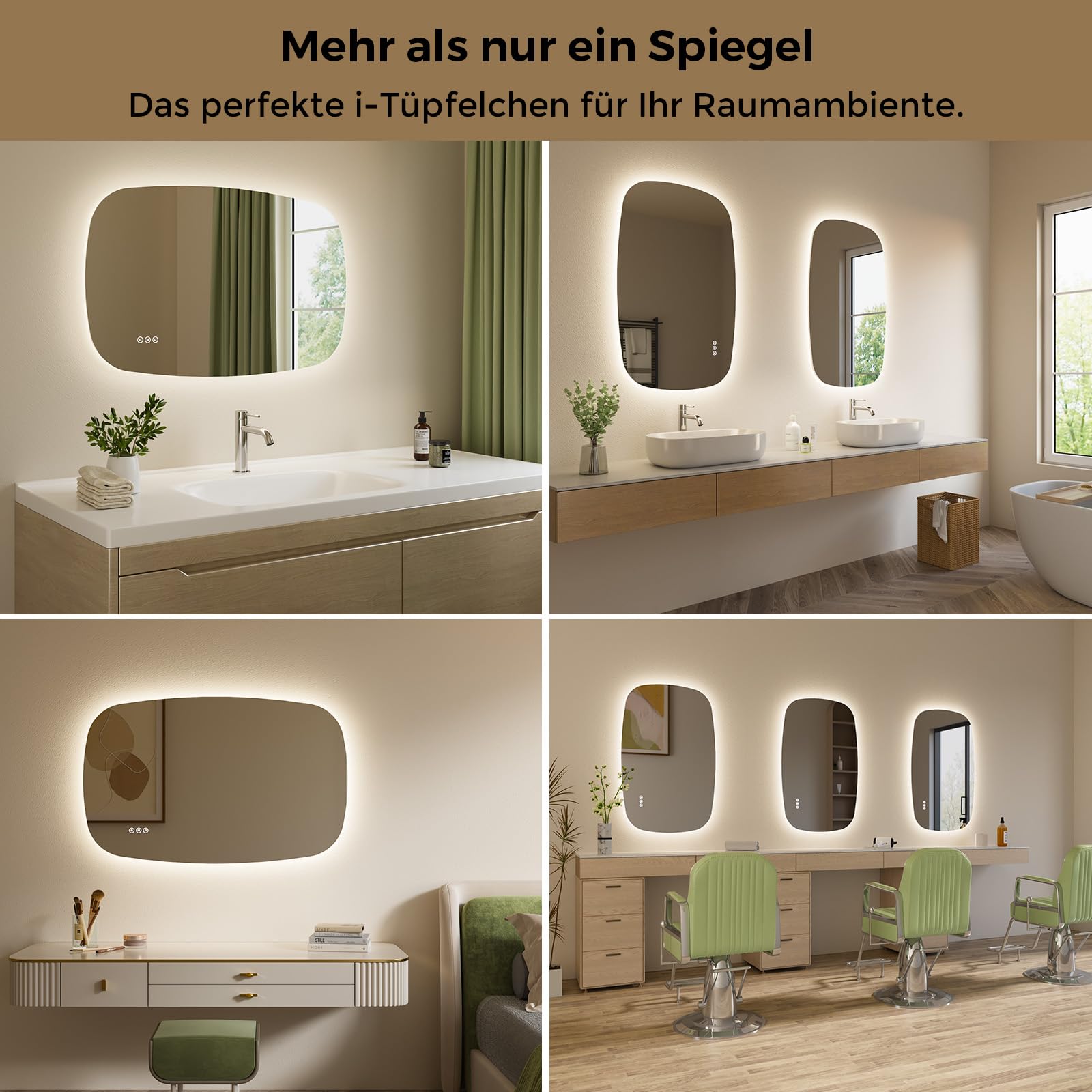 S'AFIELINA LED Badspiegel Oval 70×45cm - Dimmbar Mit 3 Lichtfarben & Anti-Beschlag | Touch-Schalter Mit Memory-Funktion