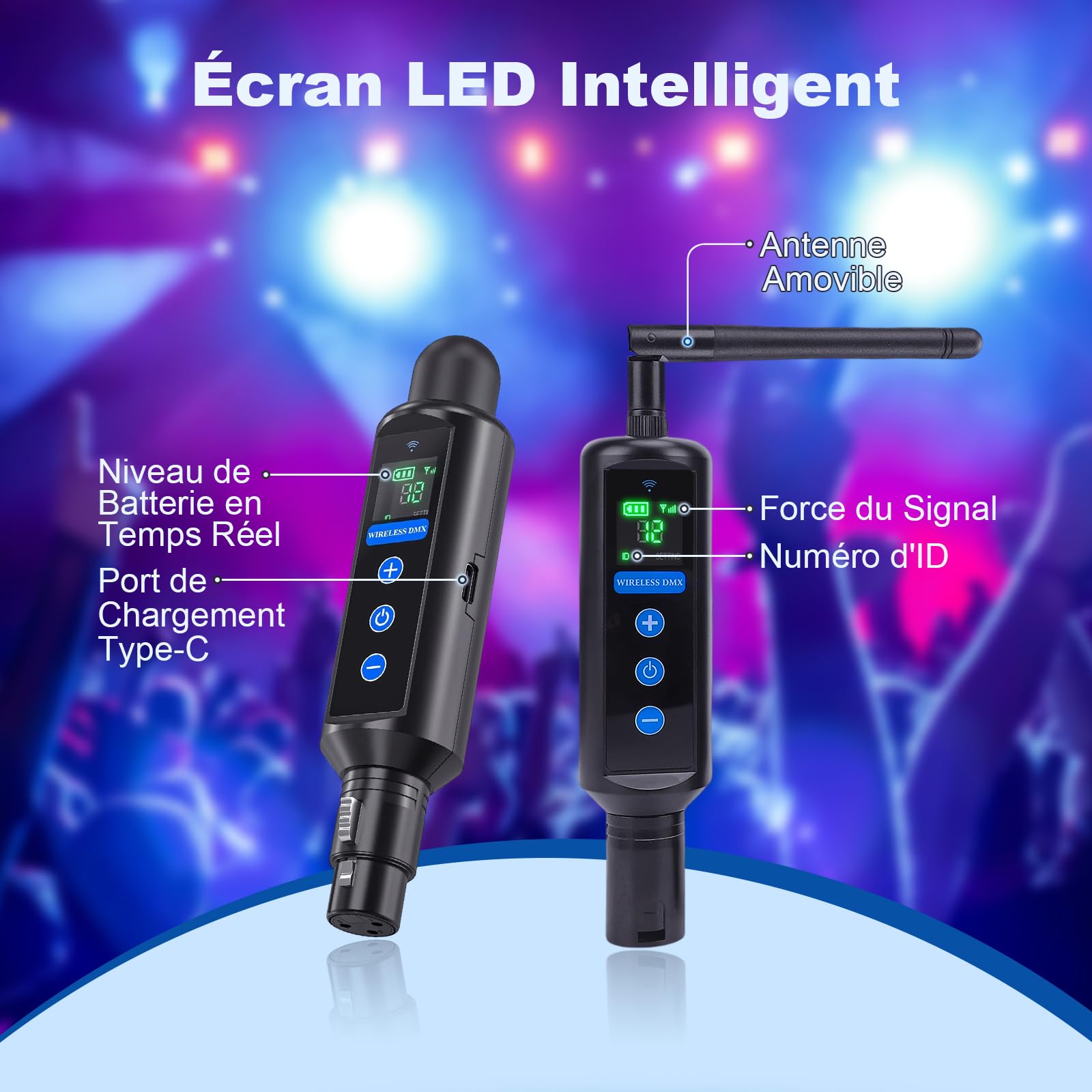 Tomshine Kit Contrôleur DMX 512 Sans Fil, 1 Émetteur & 3 Récepteurs à Batterie, Système 2.4G Tactile, 20 Groupes, XLR 3 Broches pour DJ Scène Soirée Club, avec Boîte de Transport