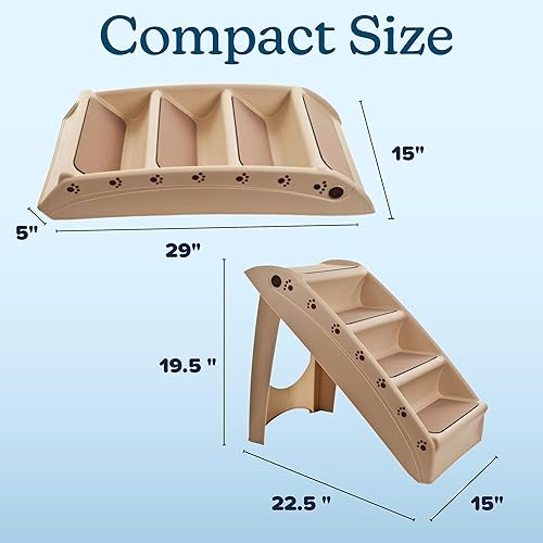 Miniatura 7 de Pet Stairs - Home and Vehicle Foldable Nonslip Dog Steps with 4-Step Design - For Puppies, Kittens, and Other Small Pets by PETMAKER (Tan)