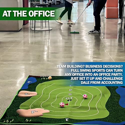 Miniatura 5 de Full Swing Sports – Juego de chip Off Challenge Chip and Stick – Juego de golf Battle Royale con alfombrilla de golf premium de 6 x 4 pies, Sticky