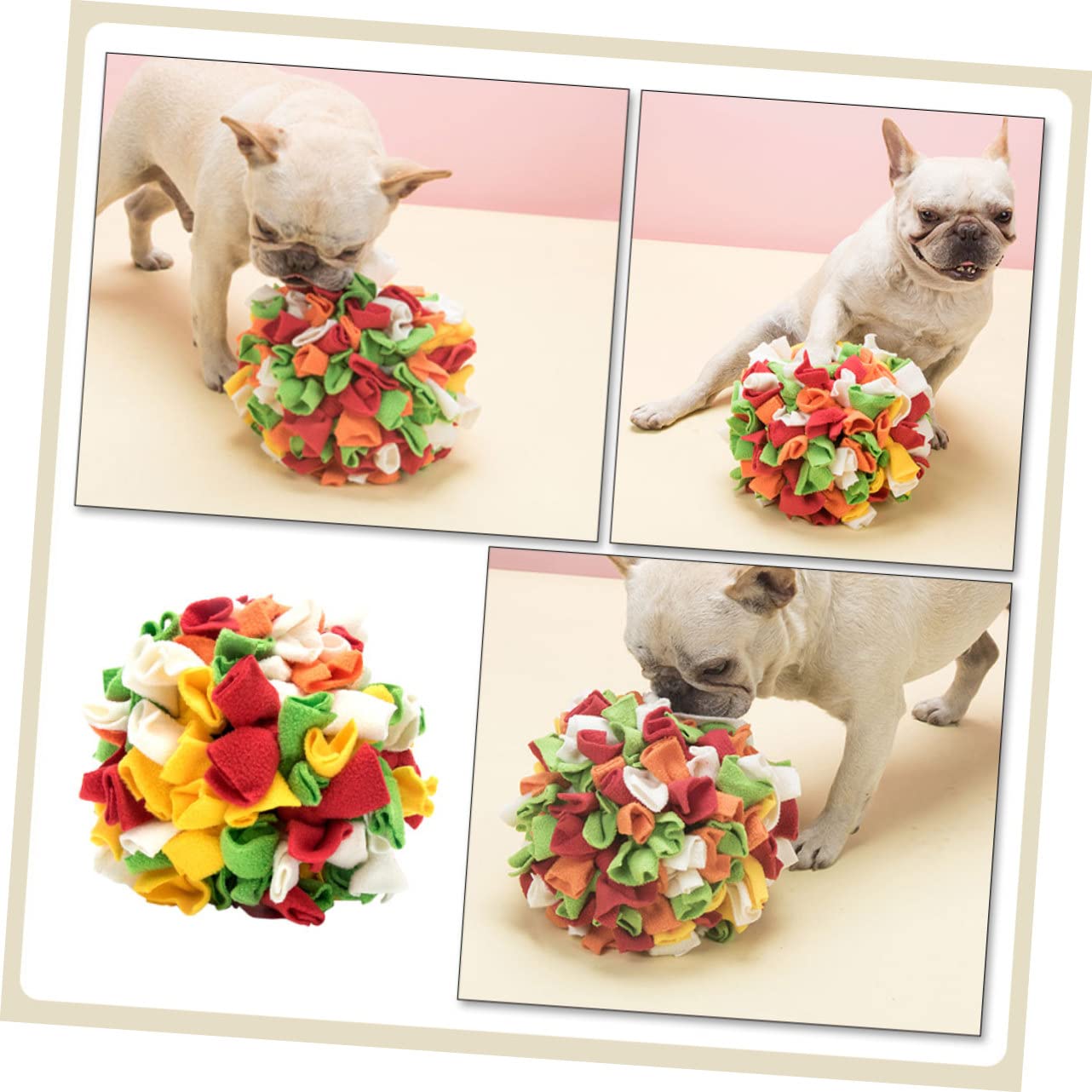 FRCOLOR Interaktiver Schnüffelball für Hunde aus Robustem TPR und Fleece Bissfest Waschbar Fördert Langsames Fressen und Geistige Beschäftigung Geeignet für Kleine und Mittelgroße