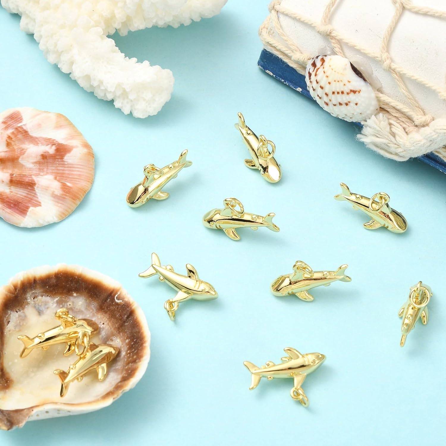 KitBeads 10Pcs Gold Plated Shark Charms Brass Ocean Animal Shark Fish Charm for Jewelry Making Bracelets Necklaces Earrings Crafts - Image 5