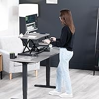 Vista 9 de VIVO Convertidor de escritorio de 26 pulgadas, Serie K, elevador ajustable de sentado a parado, estación de trabajo para dos monitores y laptop