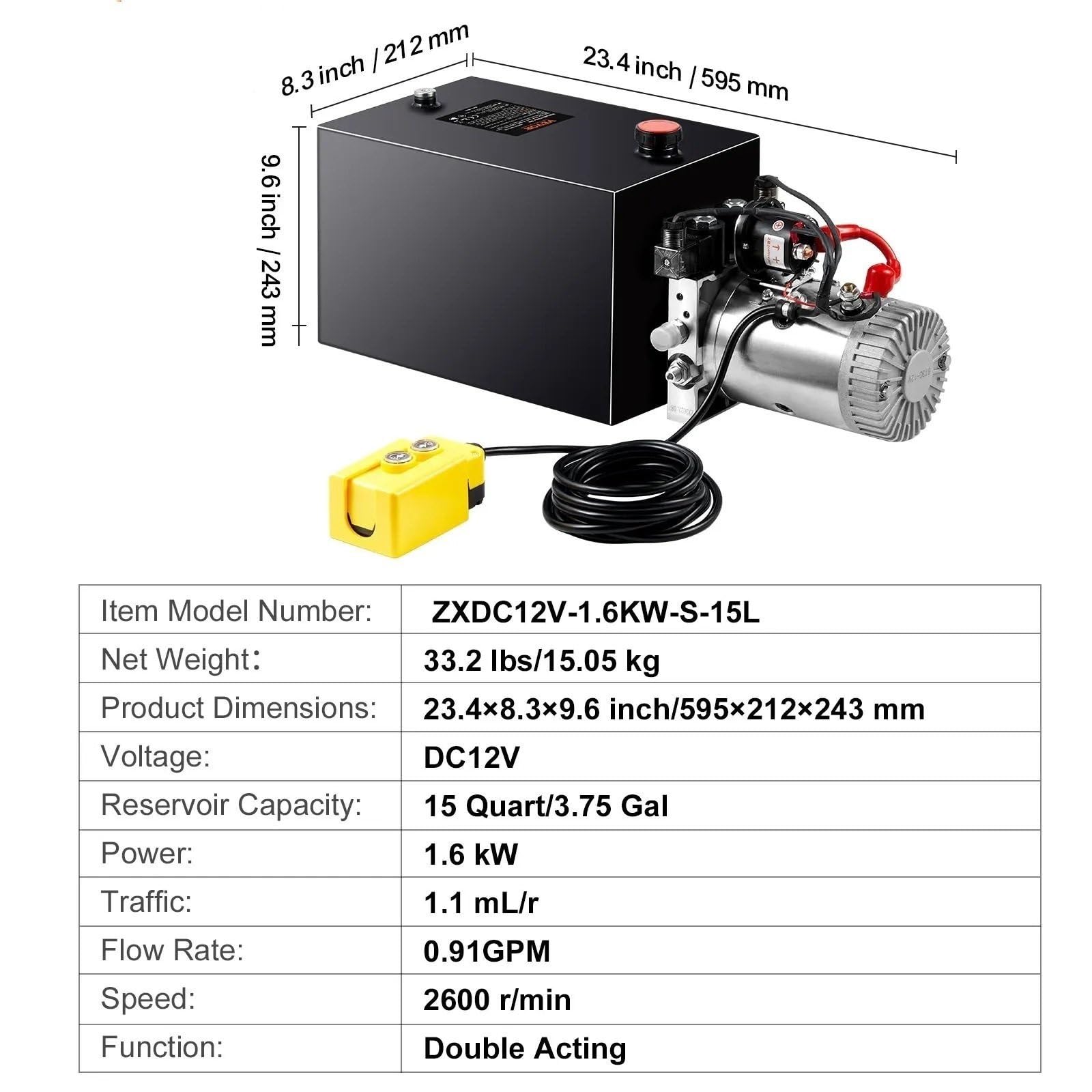 Niskoprofilowy hydrauliczny podnośnik hydrauliczny pompa hydrauliczna 4 Quart jednostka napędowa jednostronnego działania wywrotka pompa do przyczepy maksymalne ciśnienie ulga wywrotka
