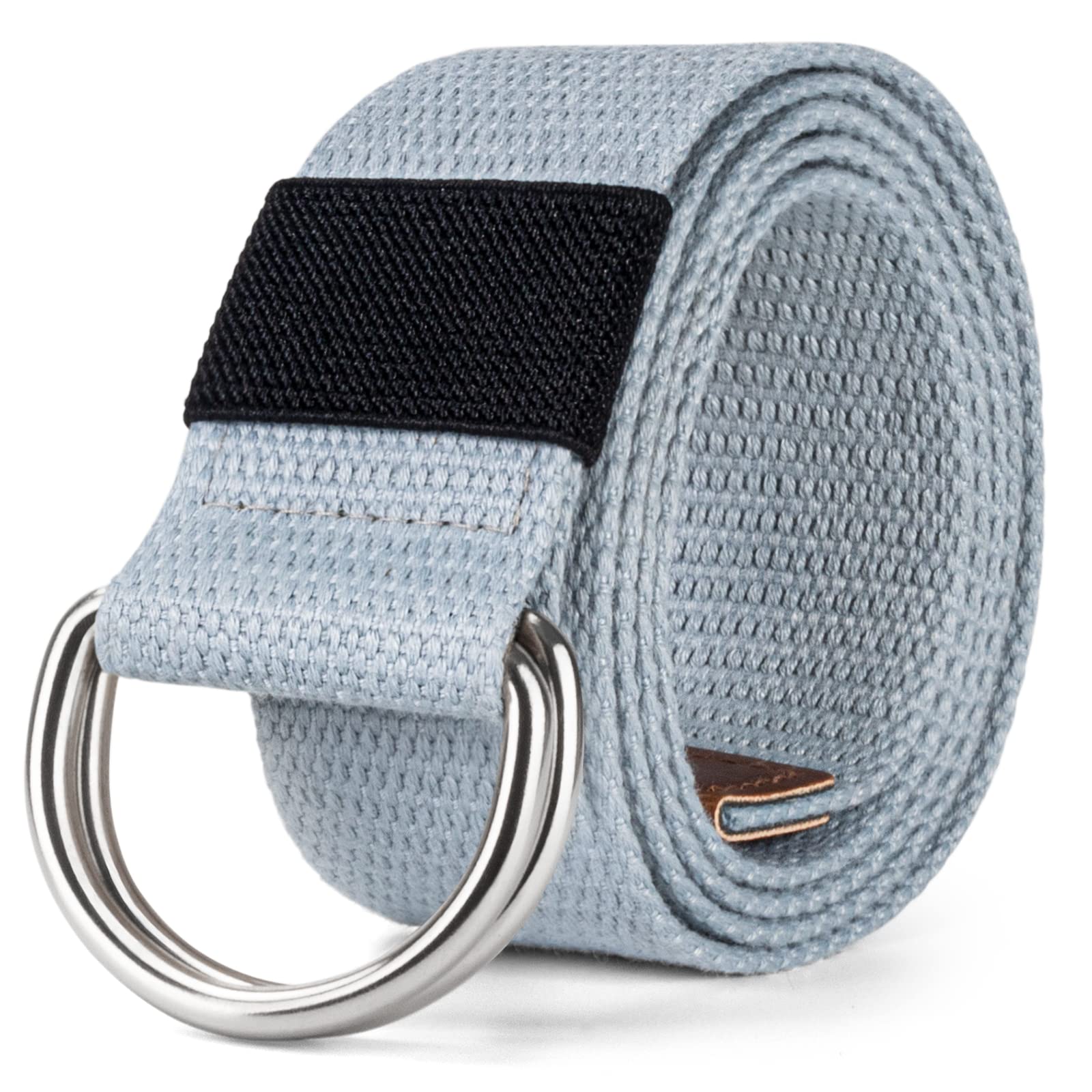 maikun Mens Womens Canvas Belt with Black D-ring Buckle 1 1 2 Wide Solid Color Fabric Belt for