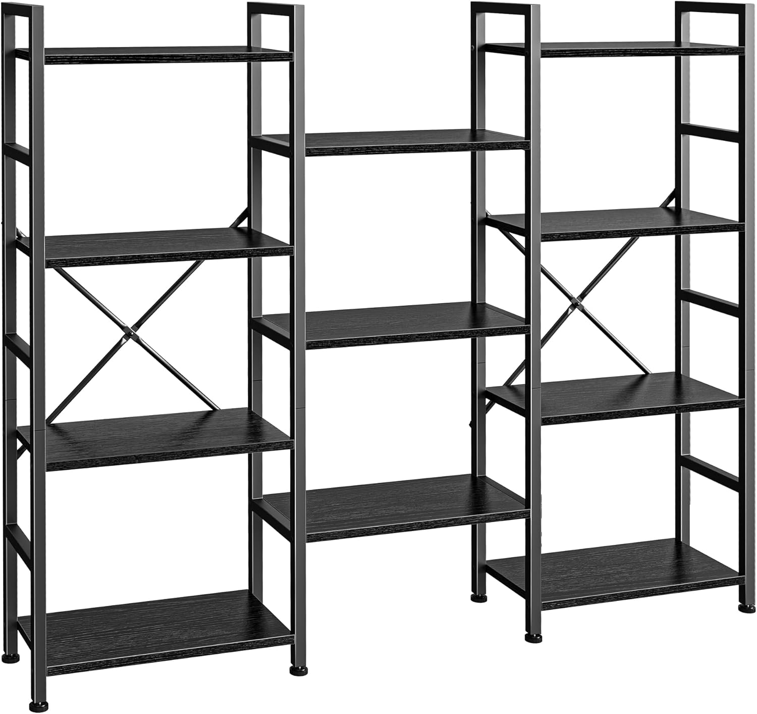 SUPERJARE Triple 4 Tier Bookshelf, Bookcase with 11 Open Display Shelves, Wide Book Shelf Book Case for Home & Office, Black Black 4 Tier(color is white)
