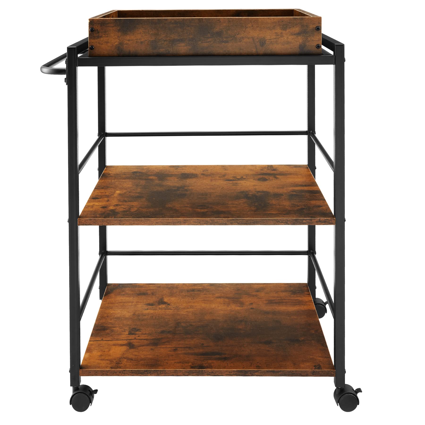 tectake® Carrello Portavivande - 65 x 41,5 x 87 cm - Carrello Cucina con Ruote, Vassoio Removibile, Struttura in Acciaio, Mobiletto Salvaspazio, Organizer Cucina - Legno Industriale Scuro