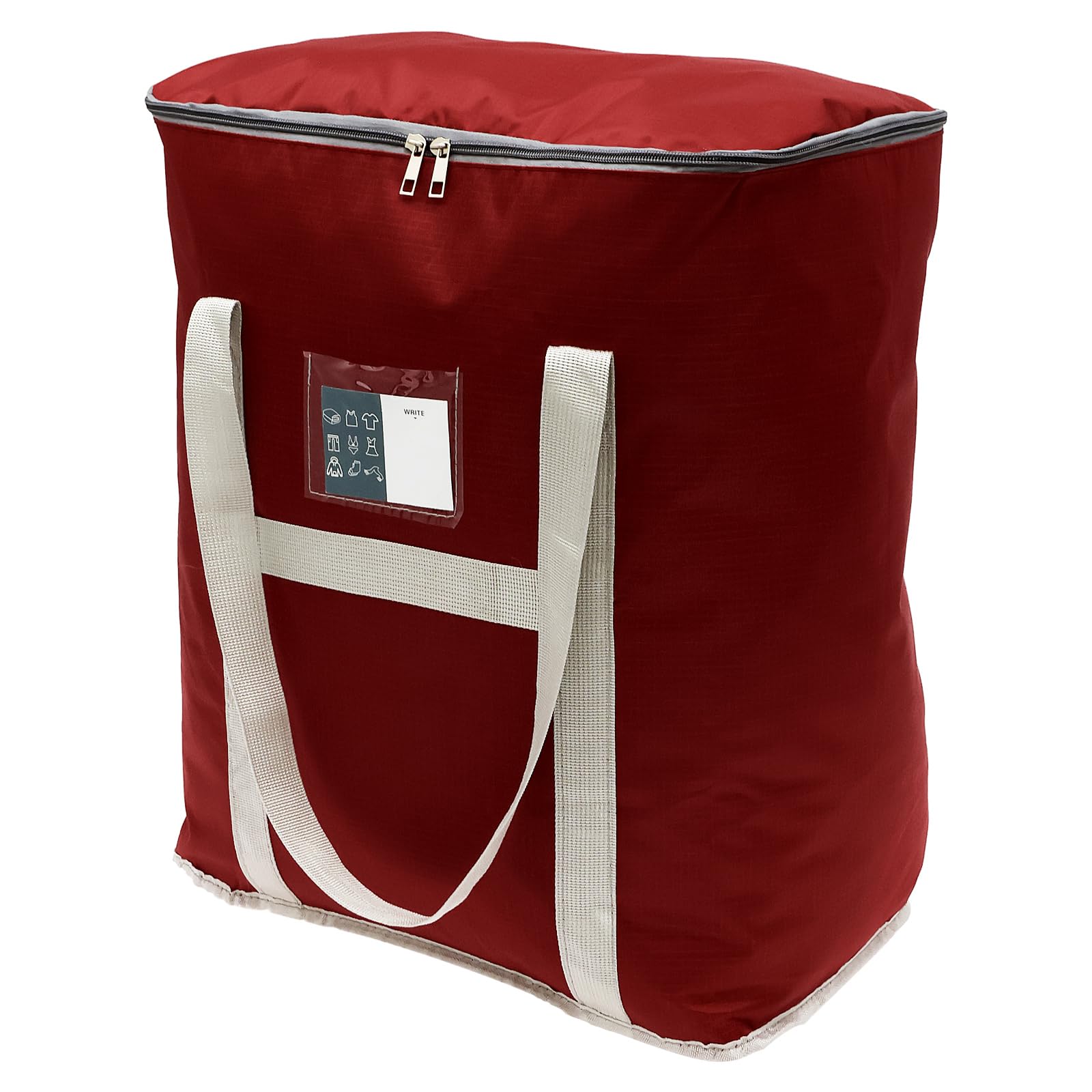 50L Duvet Storage Bag Waterproof Oxford Cloth Clothes Storage Bags with Zips and Reinforced Handle Heavy Duty Large Moisture Proof Bedding Bag for Moving House Travel(red)