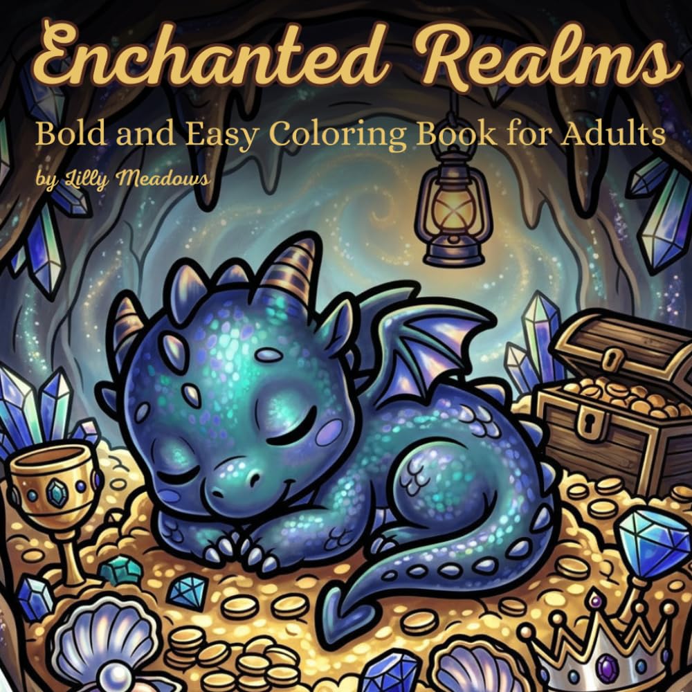 Enchanted Realms: Bold and Easy Coloring Book for Adults | 40 Whimsical Fantasy Scenes with Fairies, Gnomes, Dragons and Magical Cottages for Relaxation and Stress Relief (Cozy Spaces Coloring Books)