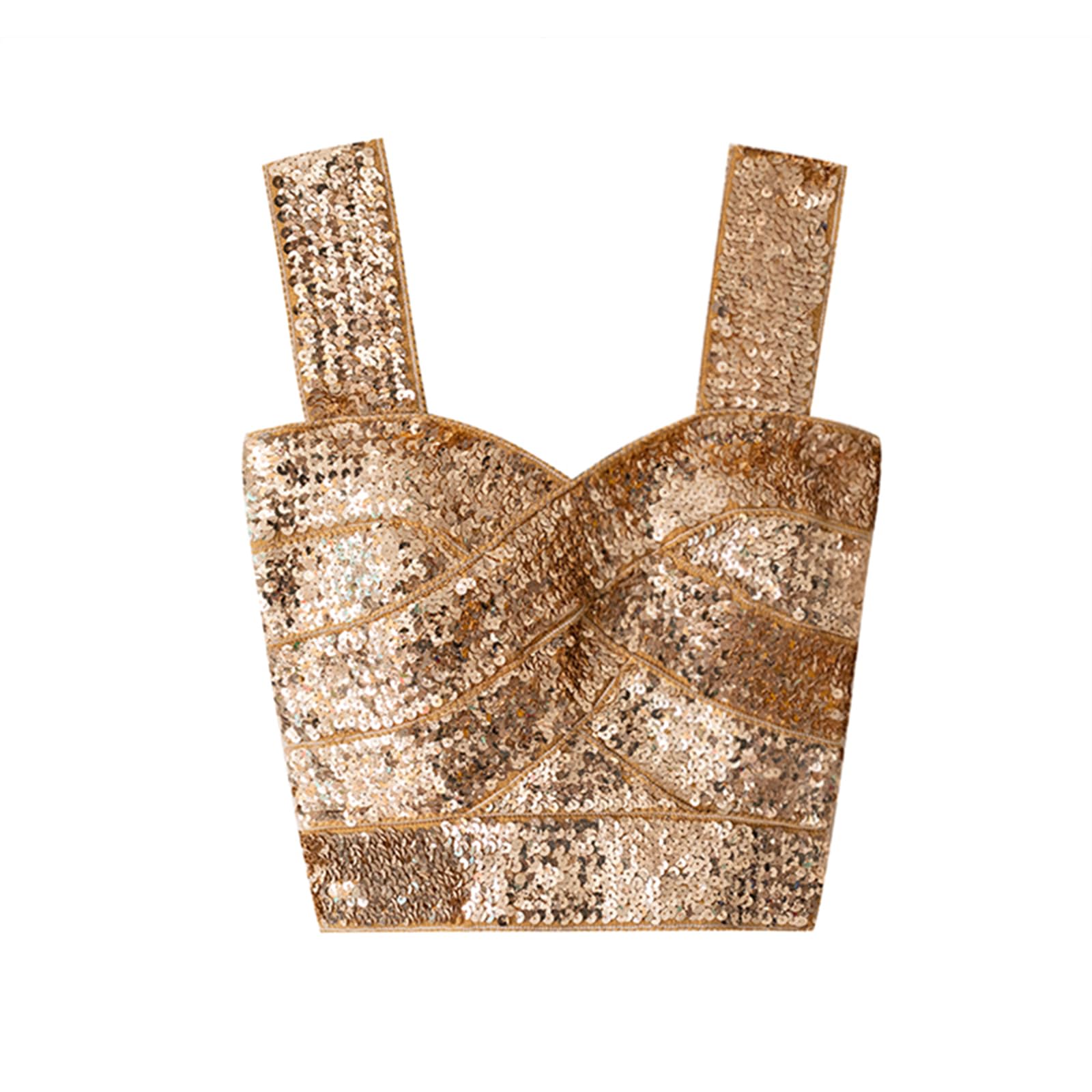 Canotte con paillettes per le donne senza maniche scintillanti Sexy Crop Vest Party Club Shining Shirts
