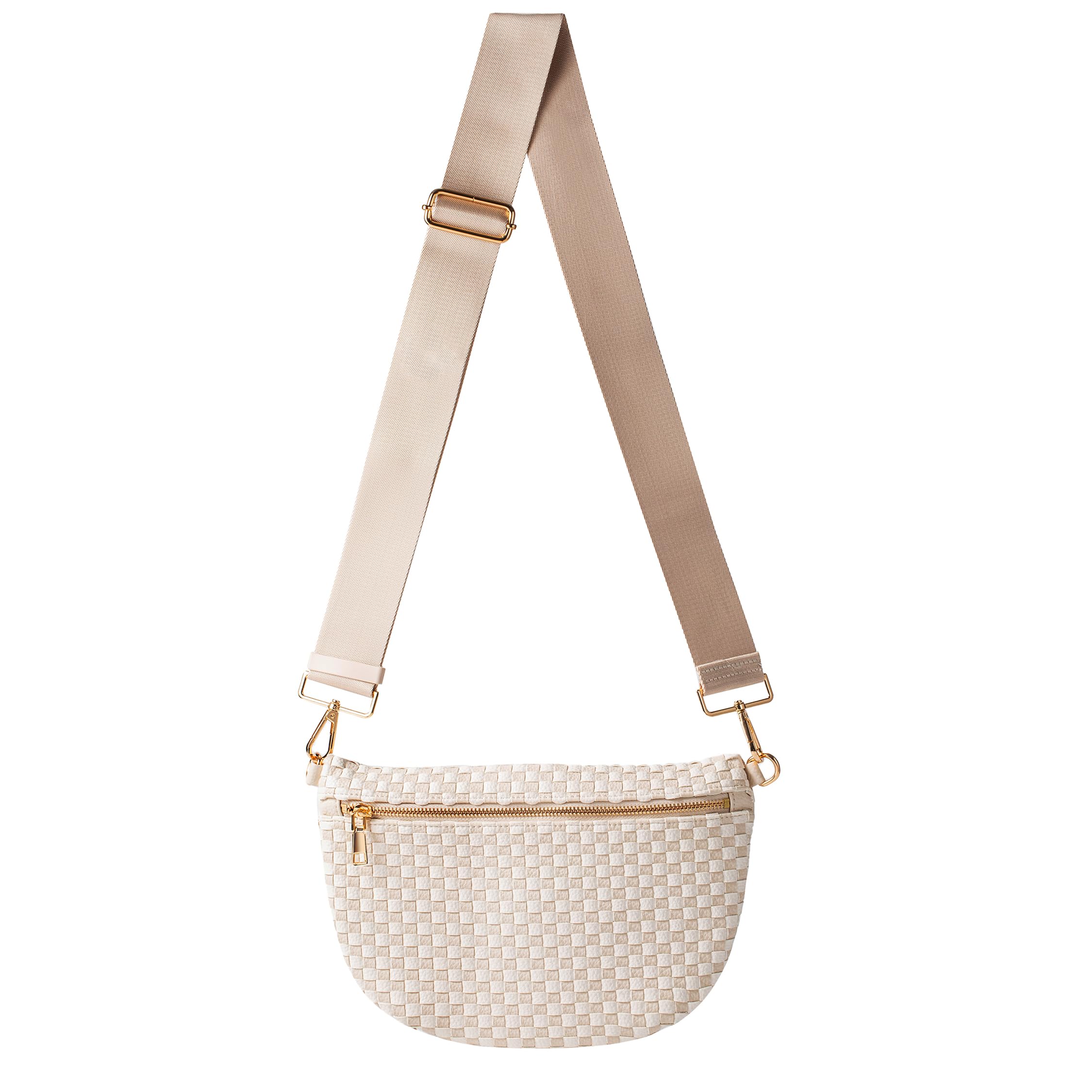 Photo 1 of Zyberion Woven Crossbody Bag for Women, Vegan Leather Bum Bag Sling Purse with Adjustable Strap for Travel, Festivals, Everyday