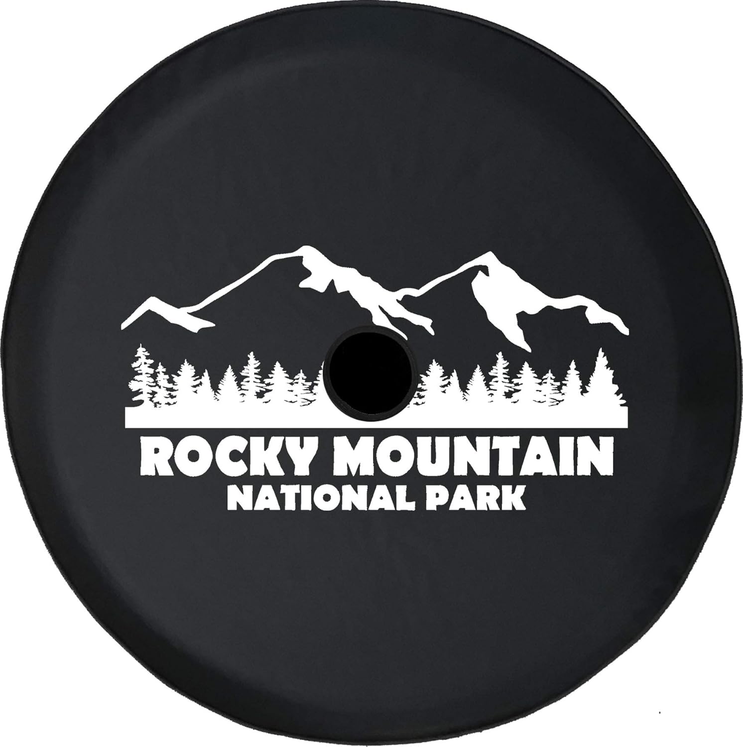Rocky Mountain National Park Colorado Black 32 Inch with Backup Camera Hole Spare Tire Covers - Tire Accessories for Trailers, Trucks, SUVs, Campers RVs and More