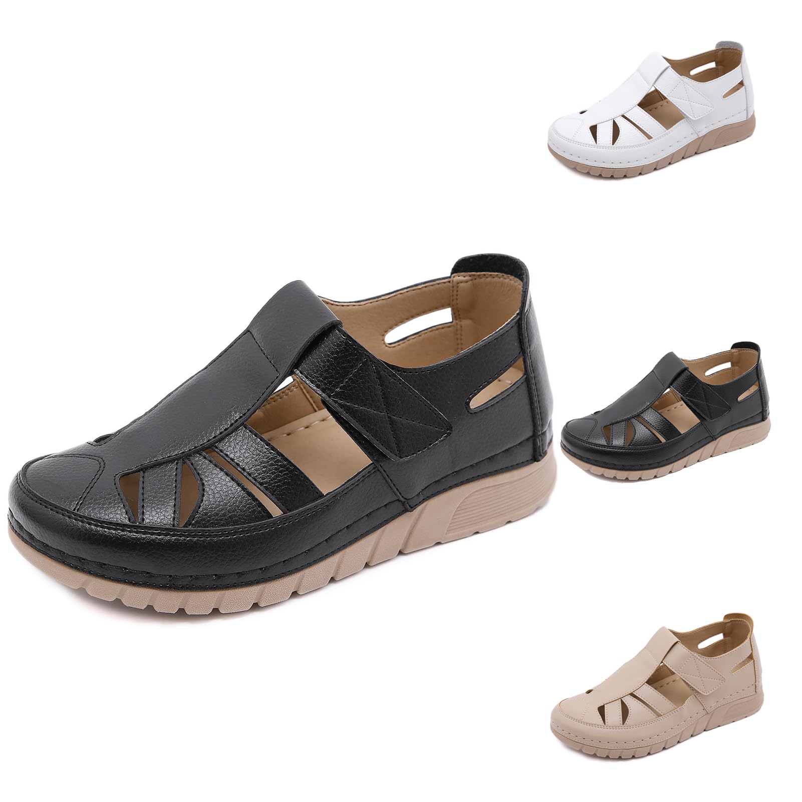Sandales de marche femme été confortable orthopédique avec bout fermé anti-dérapant