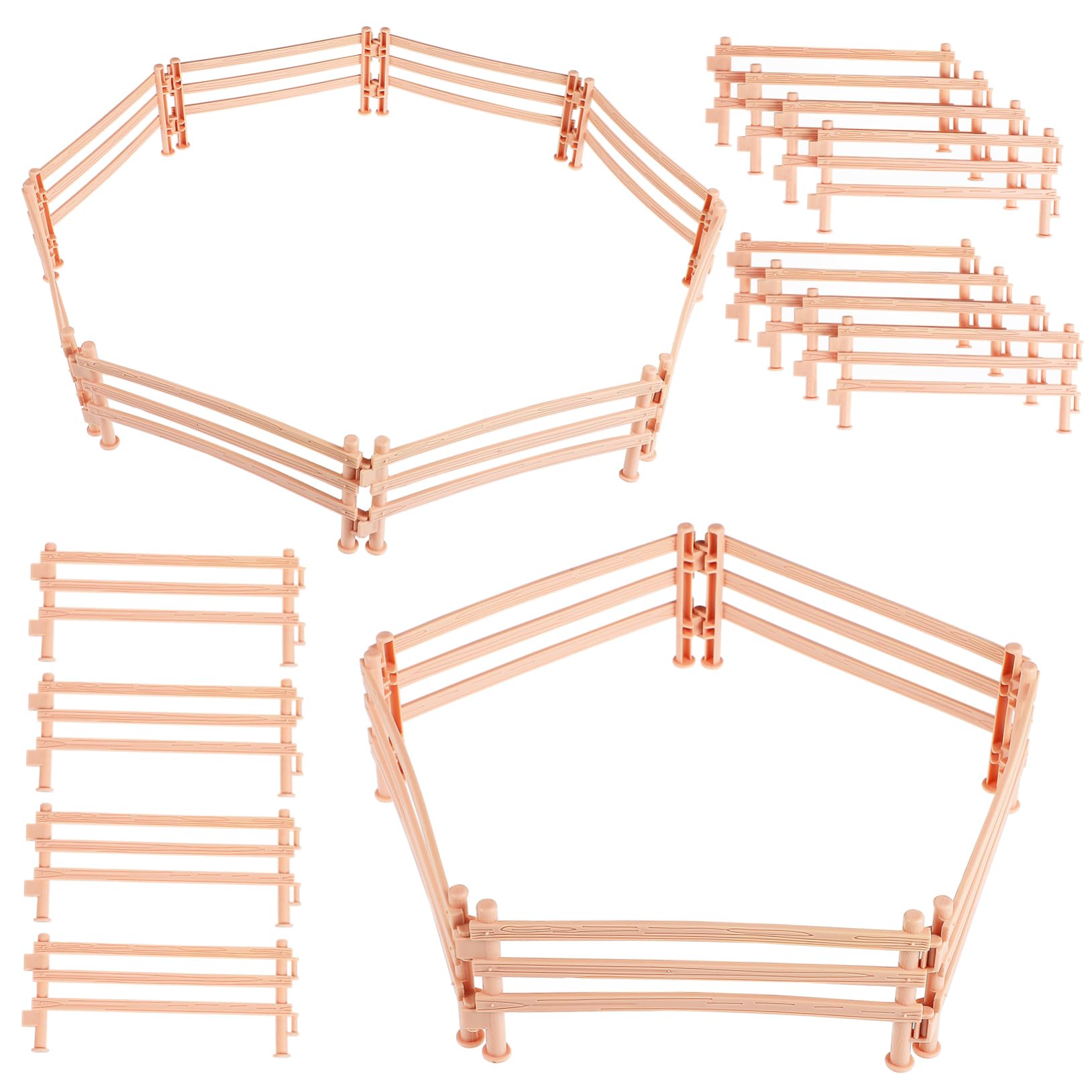 ibasenice Vallas De Juguete para Granja 50 Piezas Beige para Niños Set De Paneles Puntales para Establo y Figuras Animales Juego Creativo y Educativo