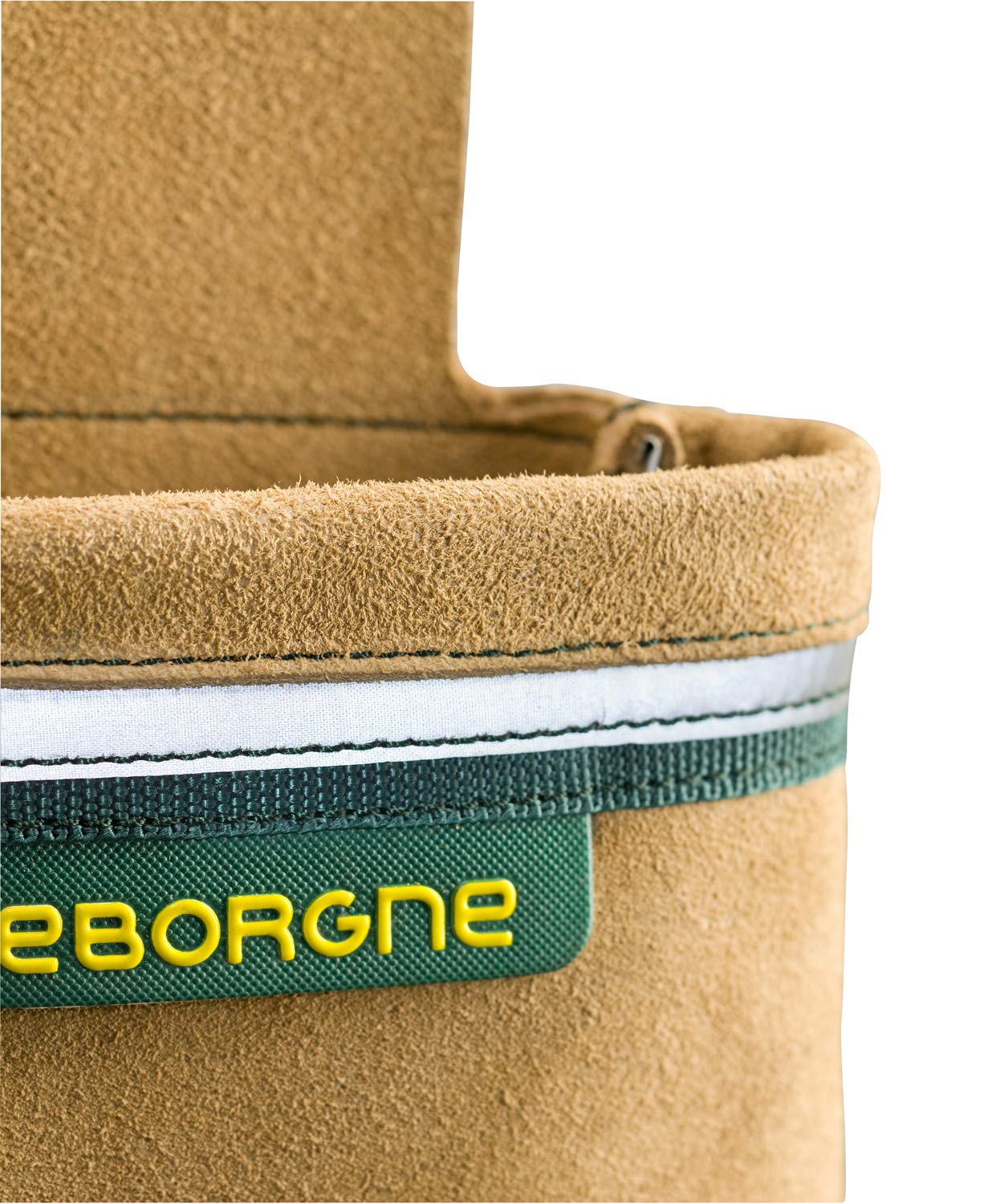 Leborgne, Bipoche en coute de Cuir + Porte Tenaille + Bande Réfléchissante Batipro, Ensemble de 3 Outils pour maçons et coffreurs, Couleur Noire, idéal pour Un Travail en Toute sécurité et Confort