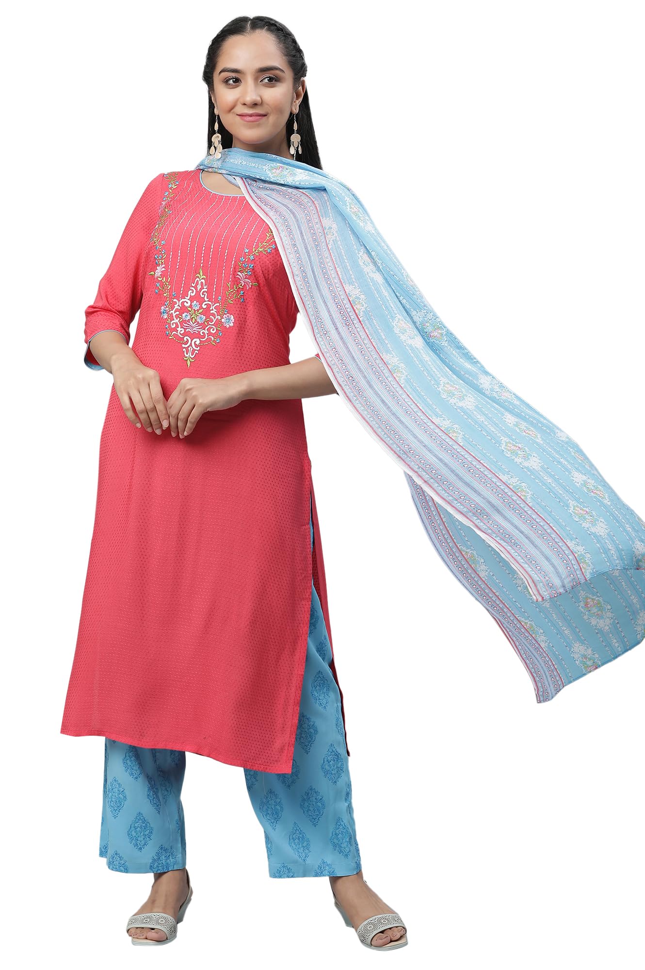 Women's Polka Dots Viscose Kurta Set with Palazzo & Dupatta-image-39