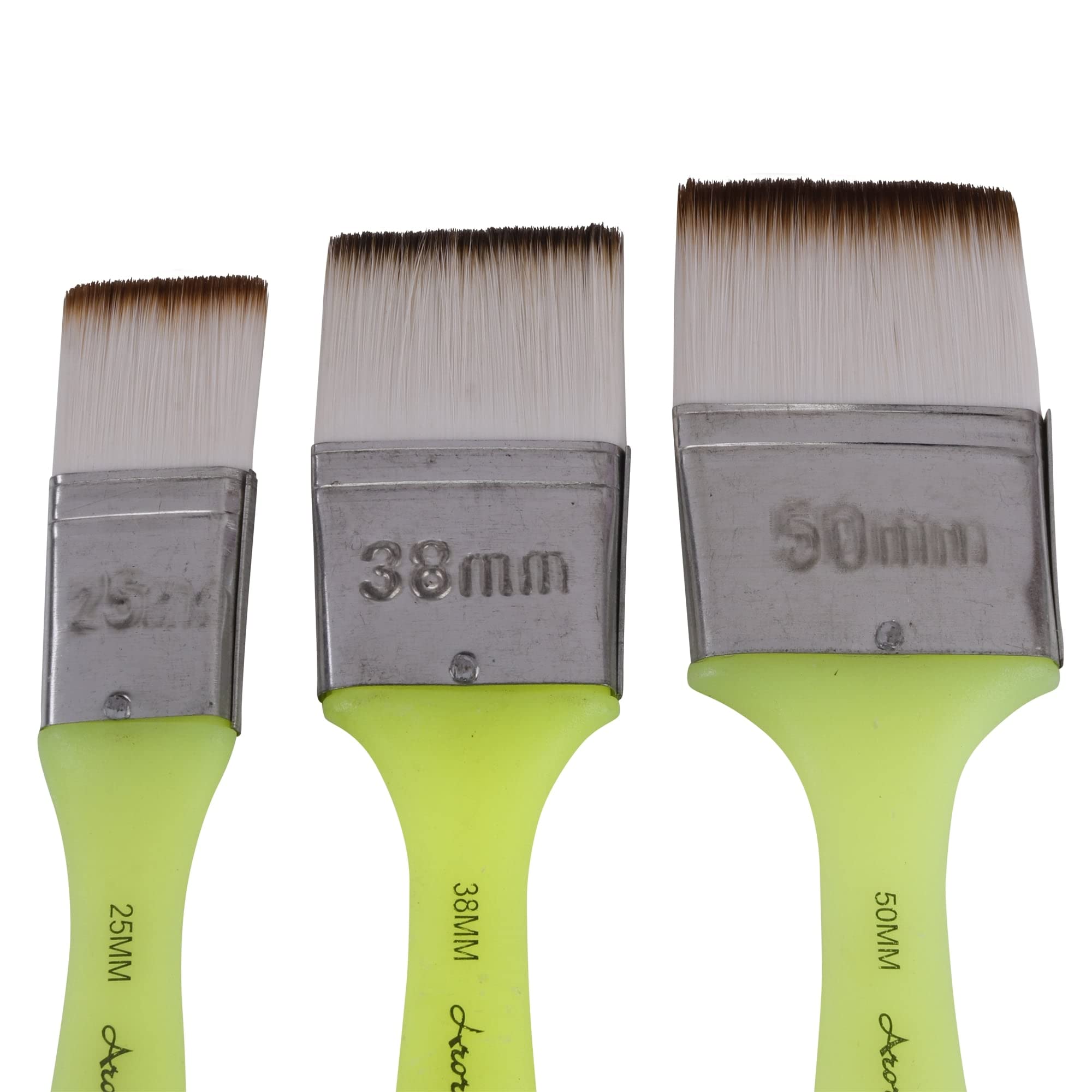 Arora Flat Synthetic Paint Brushes of 3 pc for Watercolor and Acrylic Painting 1,1.5 and 2 Inch Size 2