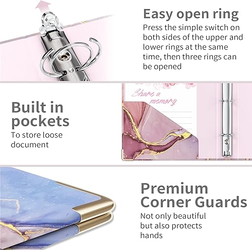 Miniatura 368 de Ospelelf Mini 3 Ring Binder, 2 Inch, Cute Pink Marble Binder for 5.5" x 8.5" with 5 Tab Dividers, File Folder Labels and Low Profile Clipboards