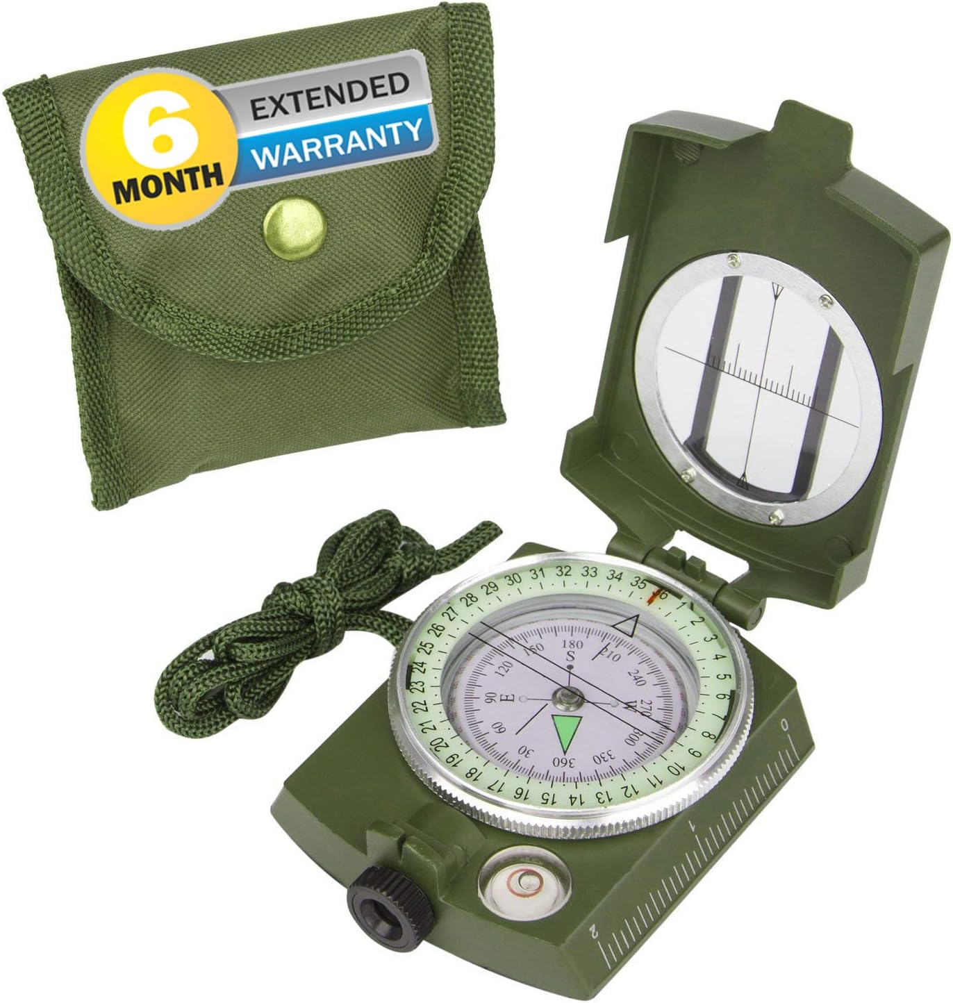 CASON (DEVICE OF C) Professional High Accuracy Metal Waterproof Military Compass for Directions (8 X 6.5 X 3 Cm, Green)