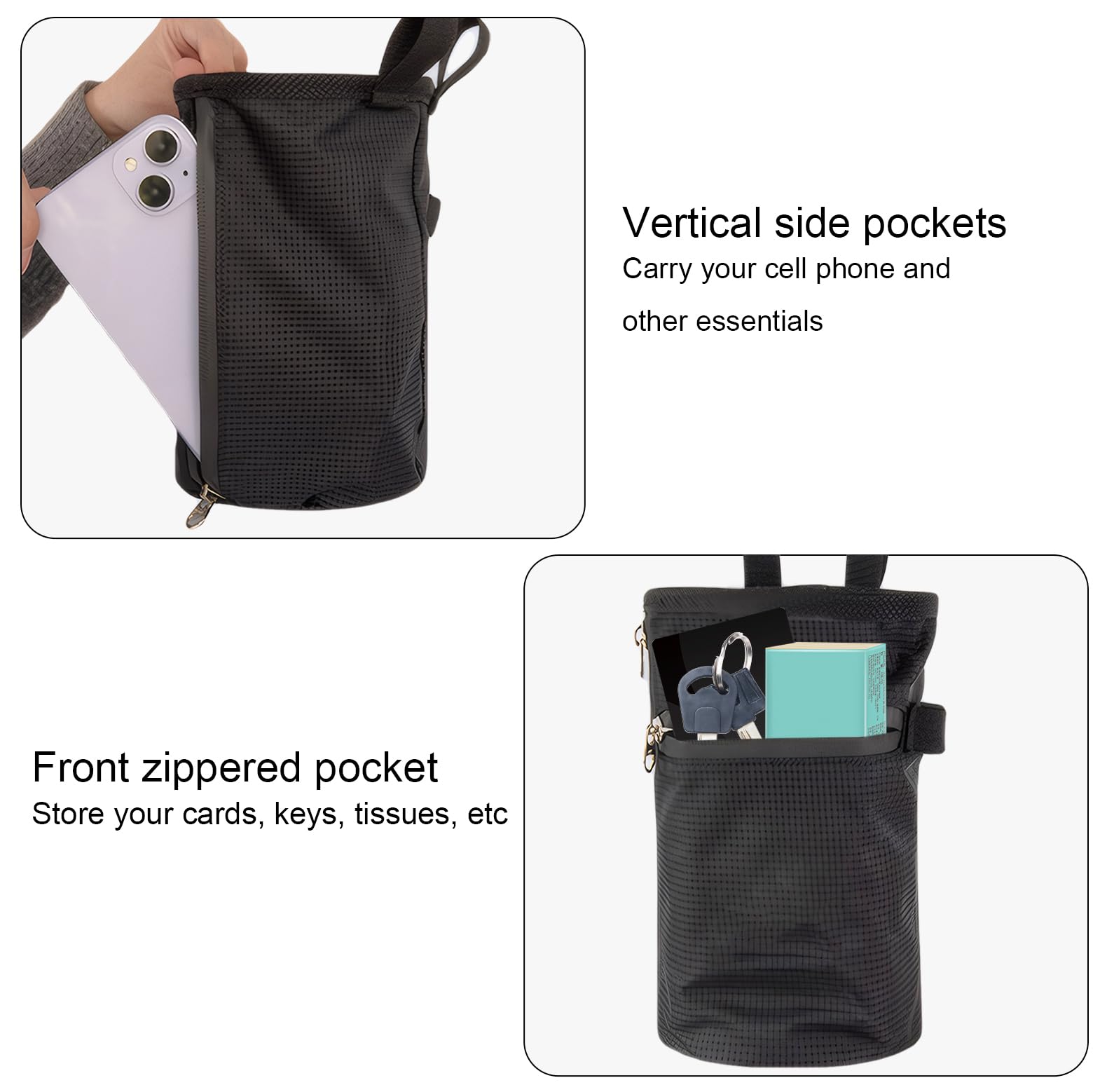 Sac Magnésie Escalade, 13x19cm, Sac de Craie avec Brosse, Imperméable 420D Oxford Sac Poudre de Magnésium avec 2 Poches Fermeture Éclair et Ceinture Réglable Clip Rapide, pour Haltérophilie Fitness