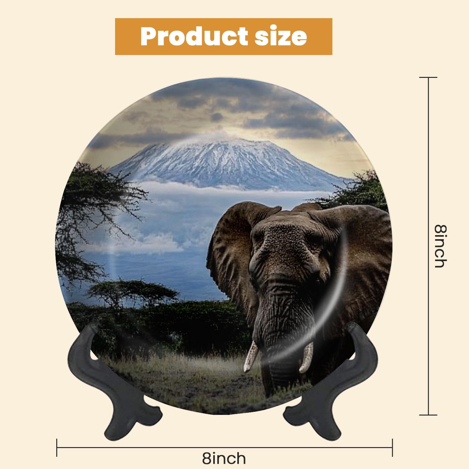 Decorative Plates for Display picture some elephants savanna Gift Plates Ceramic Collections Plates Hanging Artwork for Living Dining Room Kitchen Souvenir