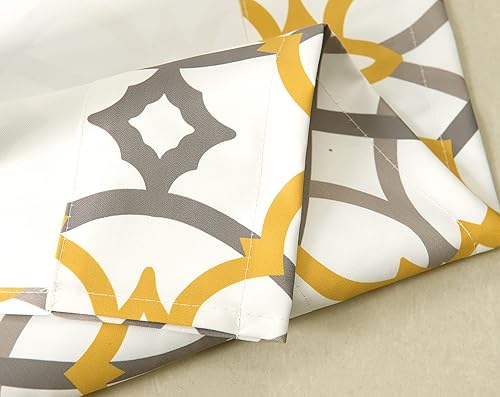 Miniatura 4 de Annlaite Cenefa de cortina de ventana con patrón de enrejado en espiral para cocinabaño, bolsillo para barra, 52 x 18 pulgadas, amarillogris