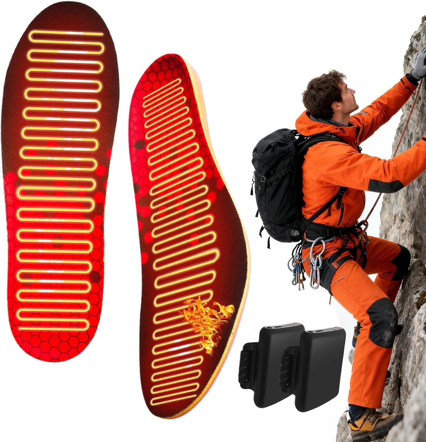 加熱ブーツインソール - 調整可能 5000mAh リモートコントロール,調整可能 フットウォーマー - 旅行・自転車・キャンプ・ア