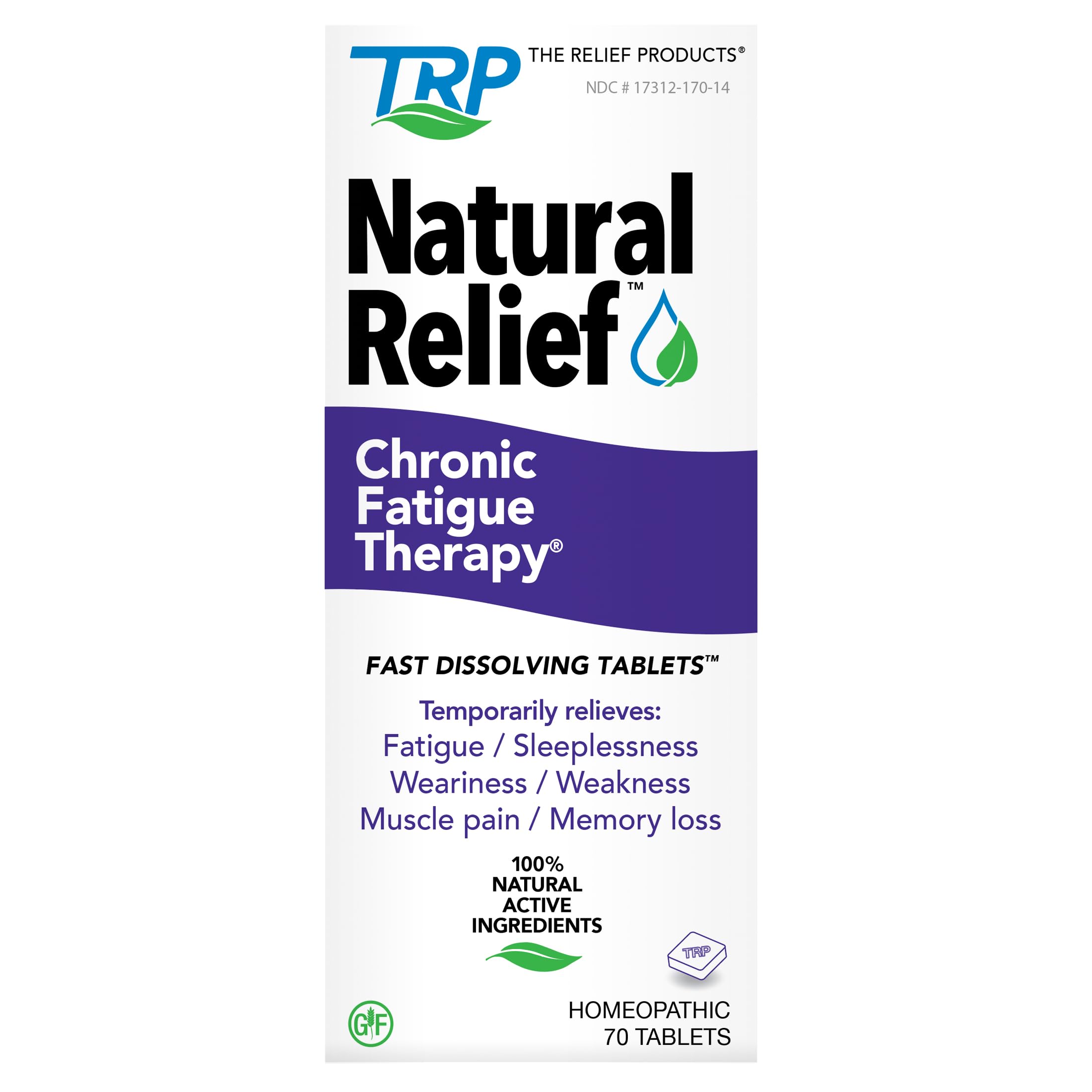 The Relief Products Chronic Fatigue Therapy - 100% Natural Active Ingredients - Fatigue, Weakness, CFS, Tiredness - Fast Dissolving Tablets - 70ct
